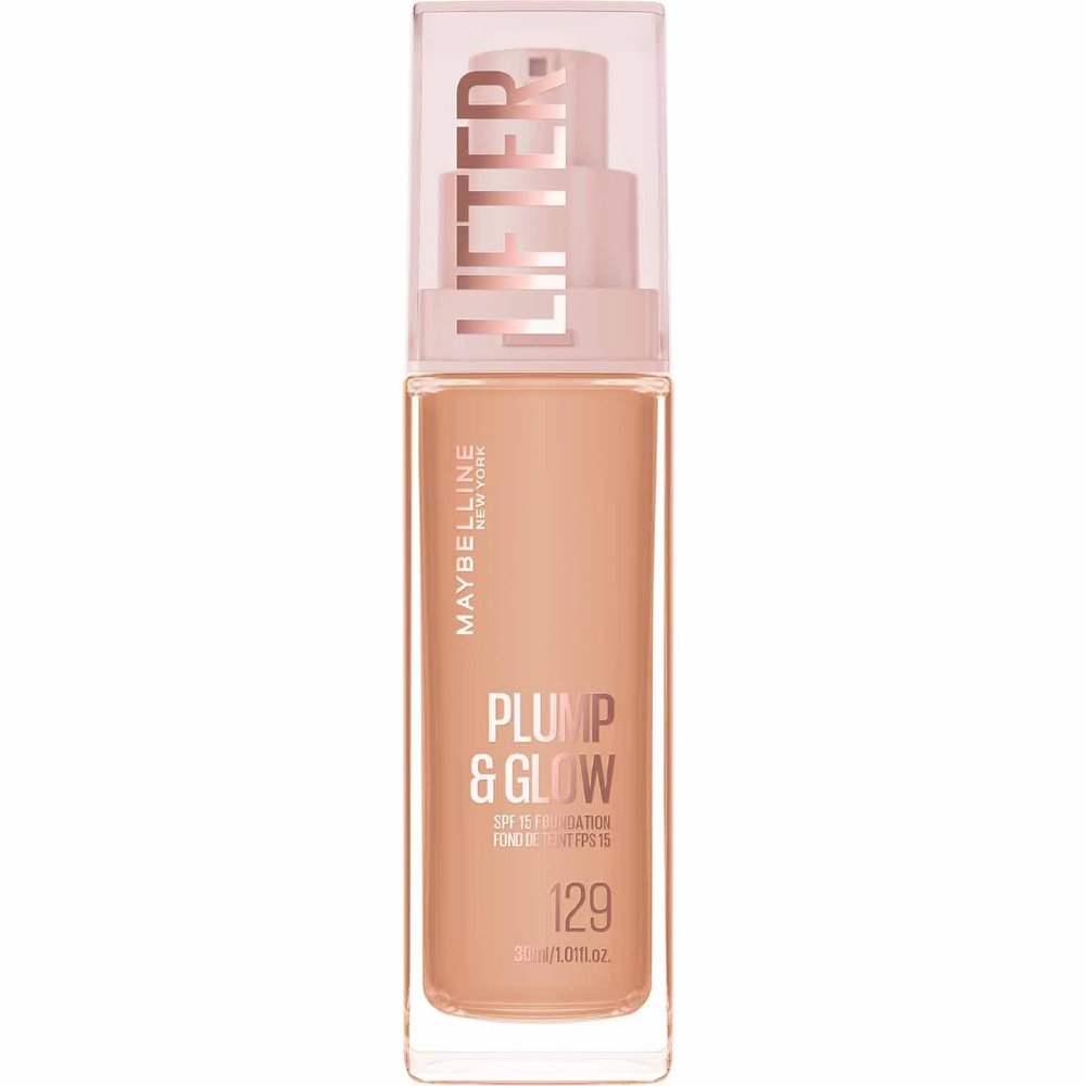 Maybelline Lifter Plump & Glow Spf15 Foundation Ενυδατικό Foundation Μεσαίας Προστασίας, 2% Νιασιναμίδη & Υαλουρονικό Οξύ για Γεμάτη & Φωτεινή Όψη Όλη Μέρα 30ml - 129