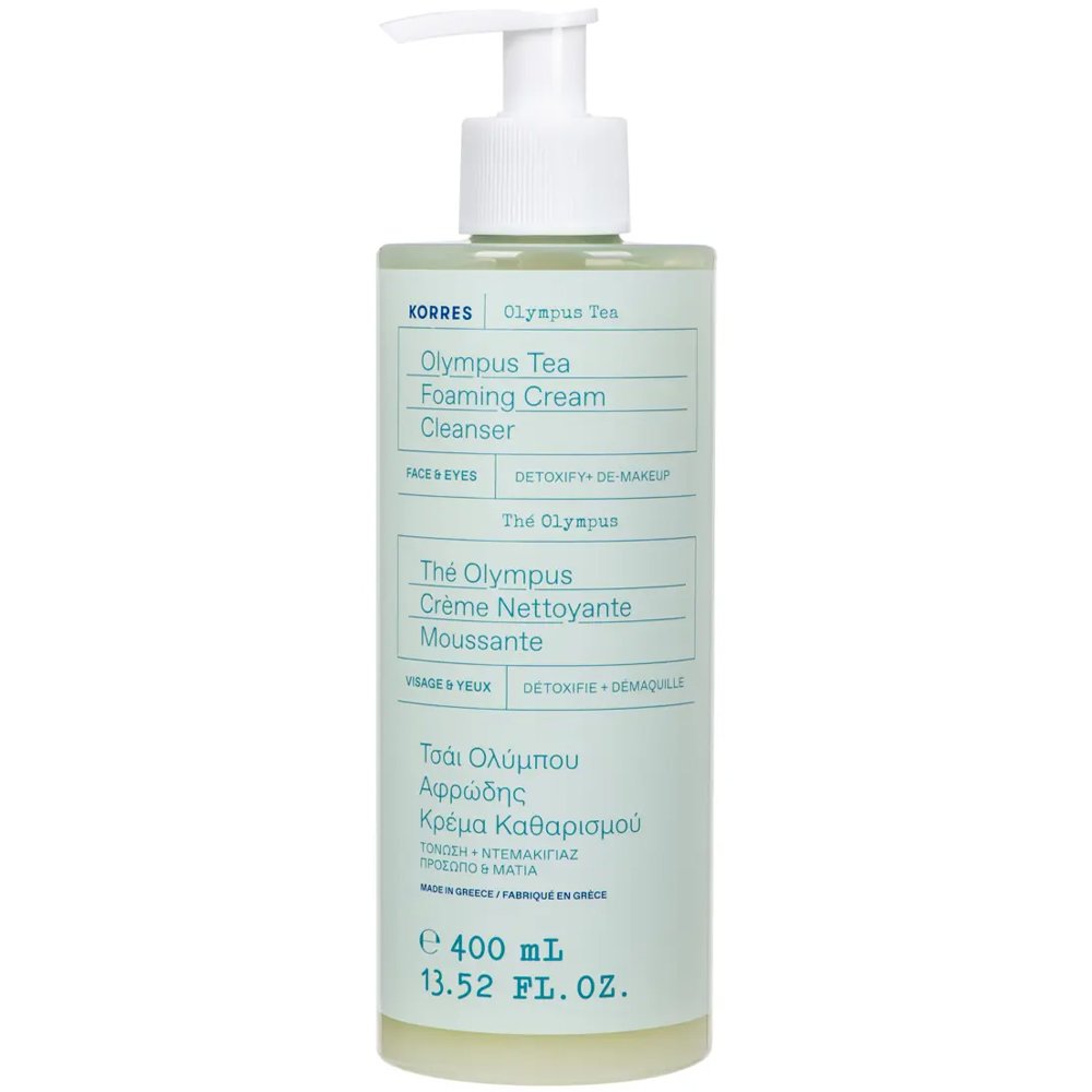 Korres Olympus Tea Foaming Face & Eyes Cream Cleanser Κρέμα Καθαρισμού Προσώπου & Ματιών για Τόνωση & Ντεμακιγιάζ με Τσάι του Ολύμπου 400ml