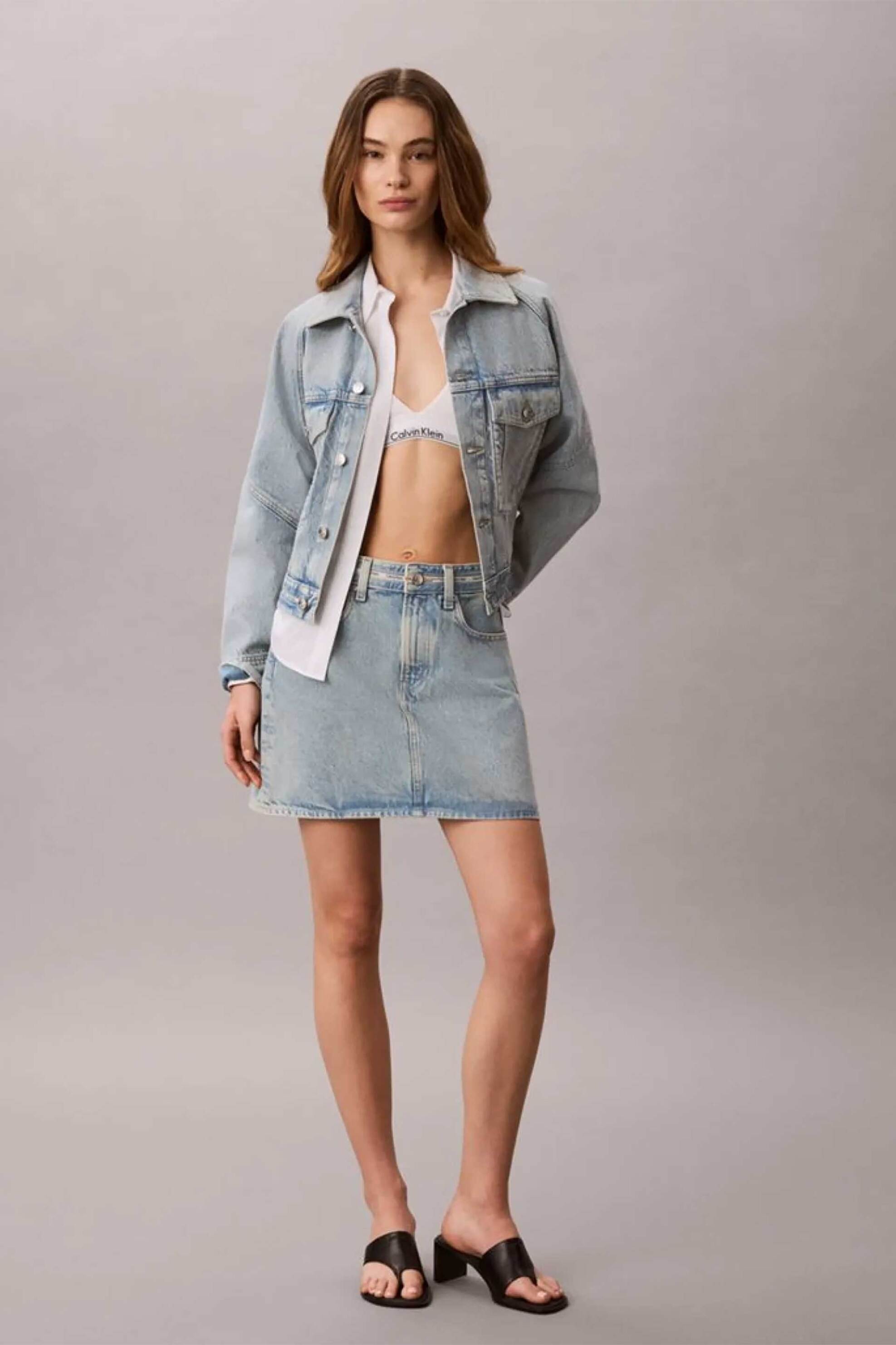 Calvin Klein Jeans γυναικεία mini φούστα denim πεντάτσεπη A-line