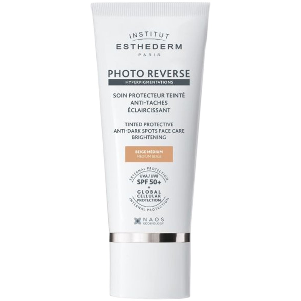 Institut Esthederm Photo Reverse Brightening Protective Anti-Dark Spots Spf50+ Tinted Cream Αντηλιακή Κρέμα Προσώπου Με Χρώμα Μεσαίας Κάλυψης Πολύ Υψηλής Προστασίας για Πρόληψη & Μείωση των Καφέ Κηλίδων 40ml