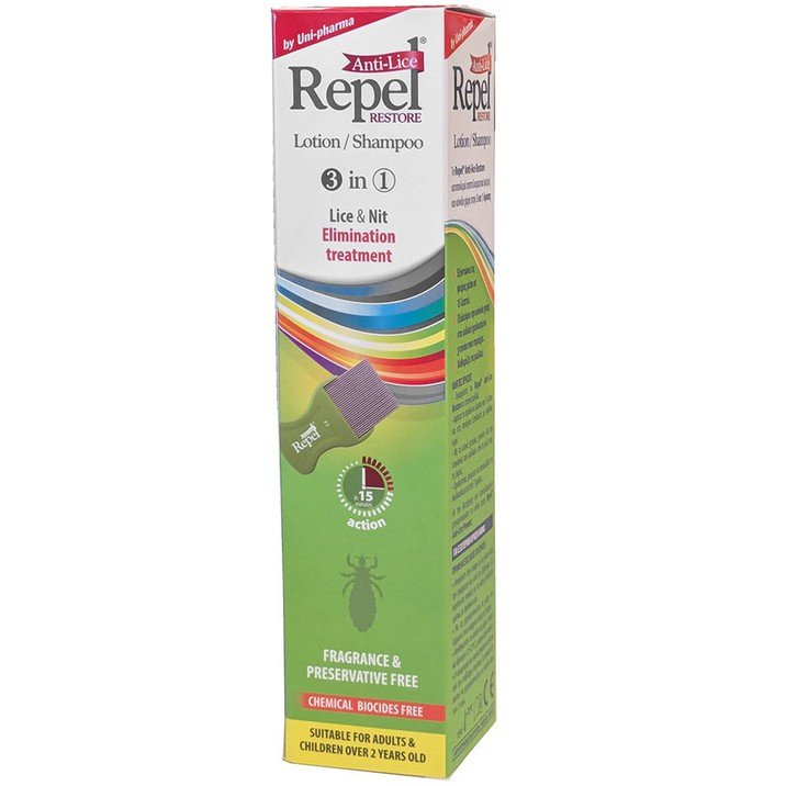 Uni-Pharma Repel Anti-lice Restore Lotion & Shampoo Αγωγή Εξάλειψης για Ψείρες & Κόνιδες 200g