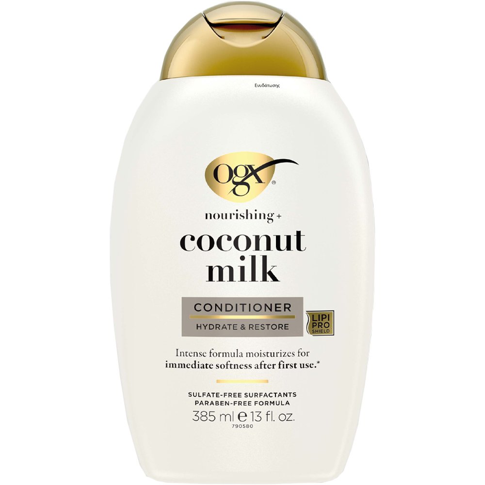 OGX Nourishing Coconut Milk Hydarting Conditioner Μαλακτική Κρέμα Ενυδάτωσης με Γάλα Καρύδας για Δυνατά, Υγιή & Λαμπερά Μαλλιά 385ml