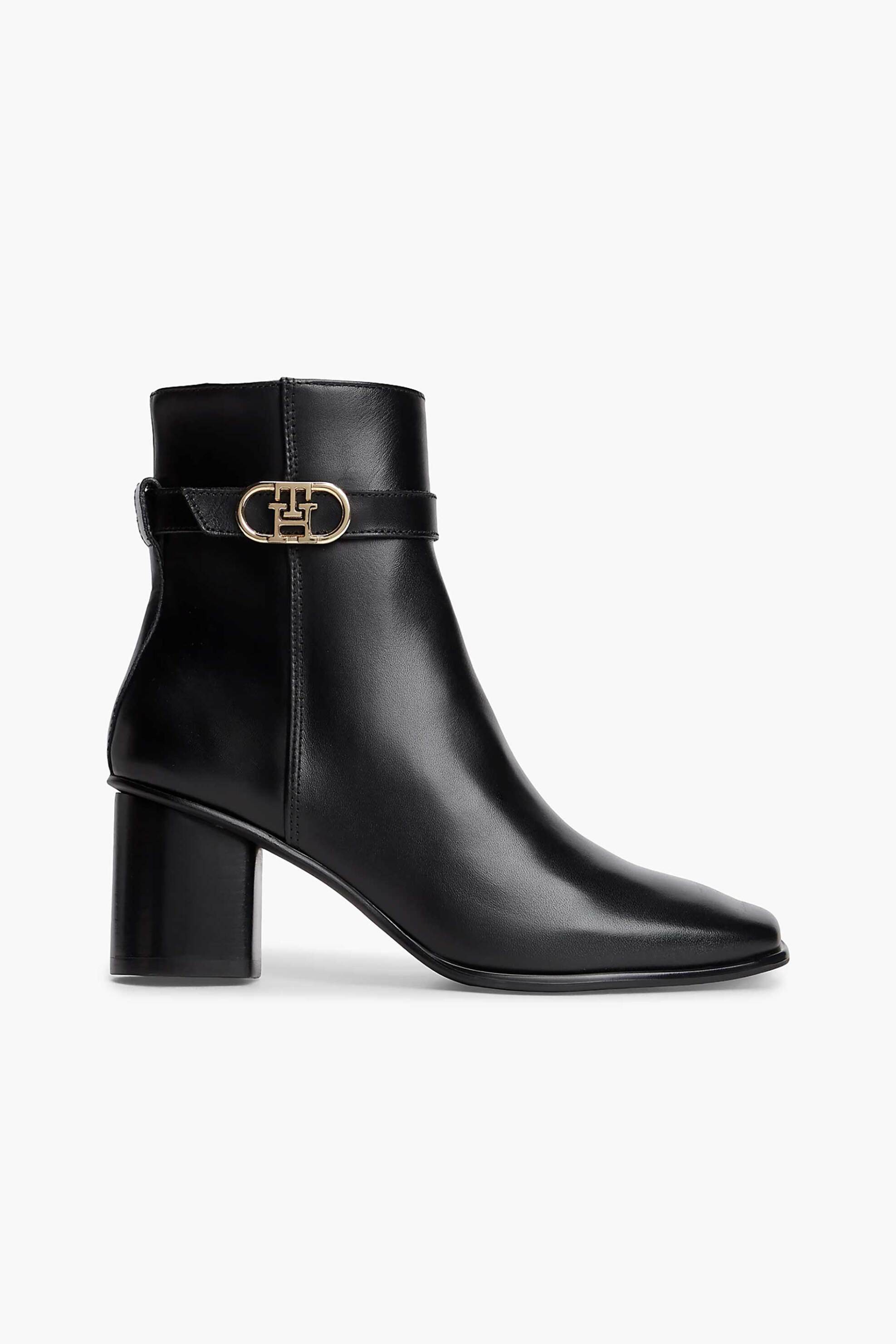 Tommy Hilfiger γυναικεία δερμάτινα μποτάκια με μεταλλικό monogram