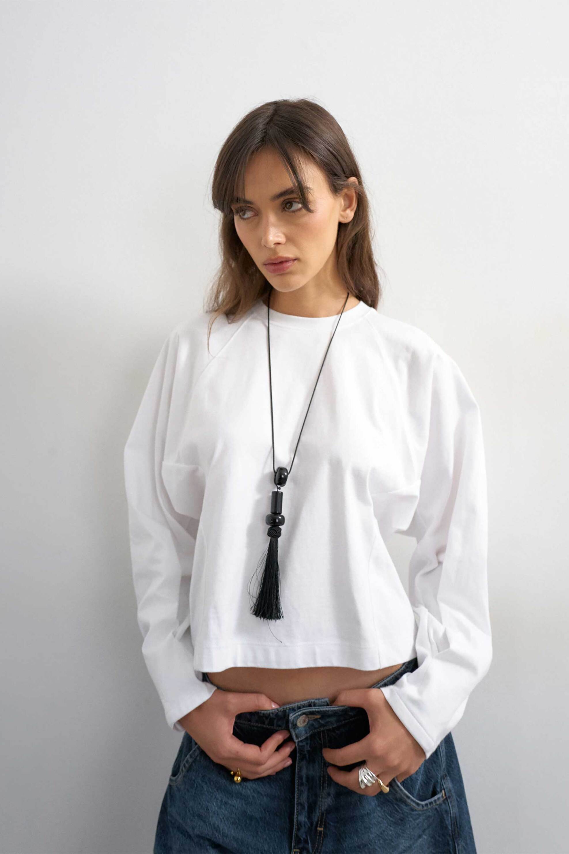 Topshop γυναικεία μπλούζα μονόχρωμη με μακρύ μανίκι "Rosa"