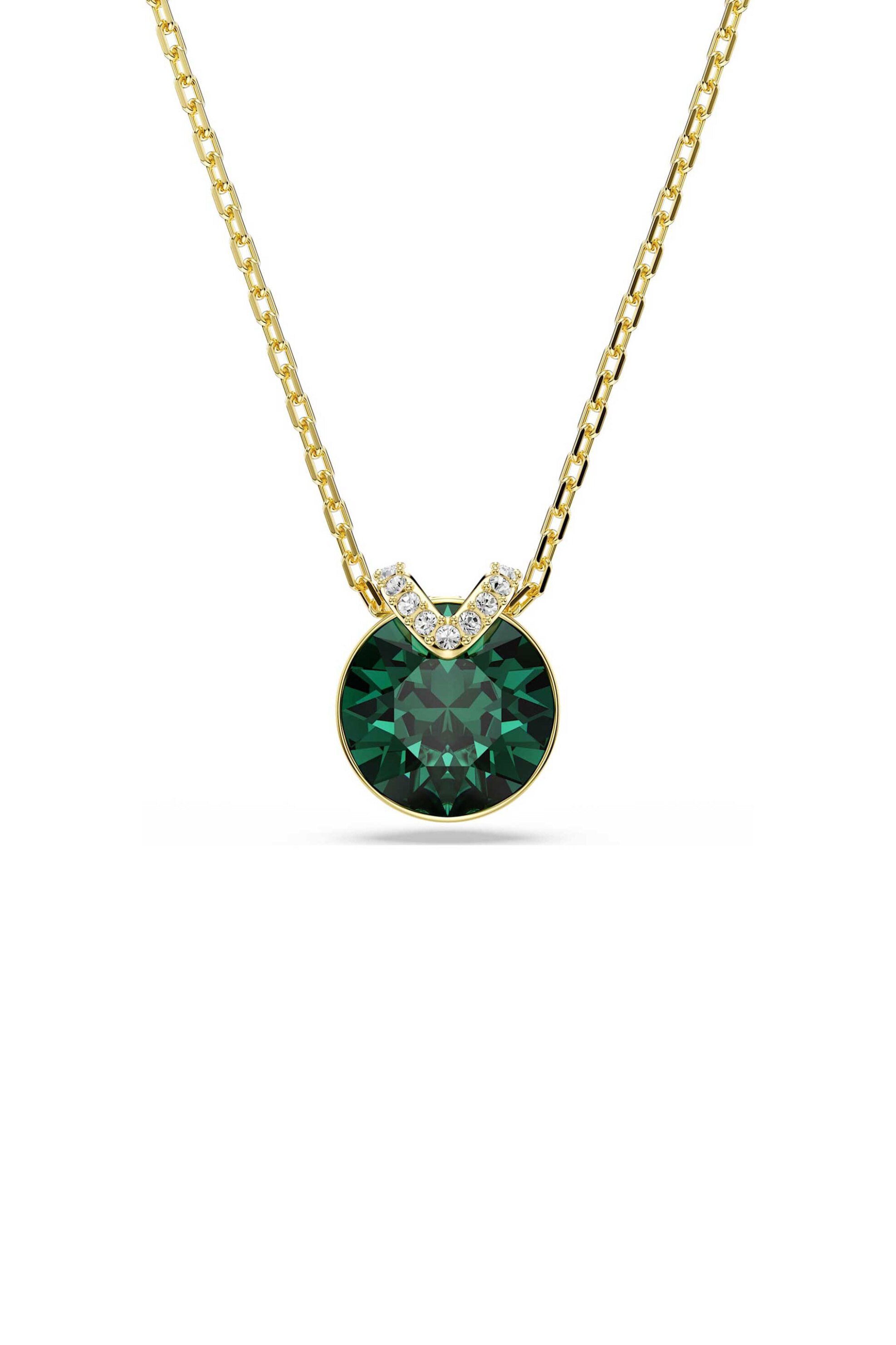 Swarovski γυναικείο μενταγιόν στρογγυλή κοπή, πράσινο, επιμετάλλωση σε χρυσαφί τόνο "Bella V"