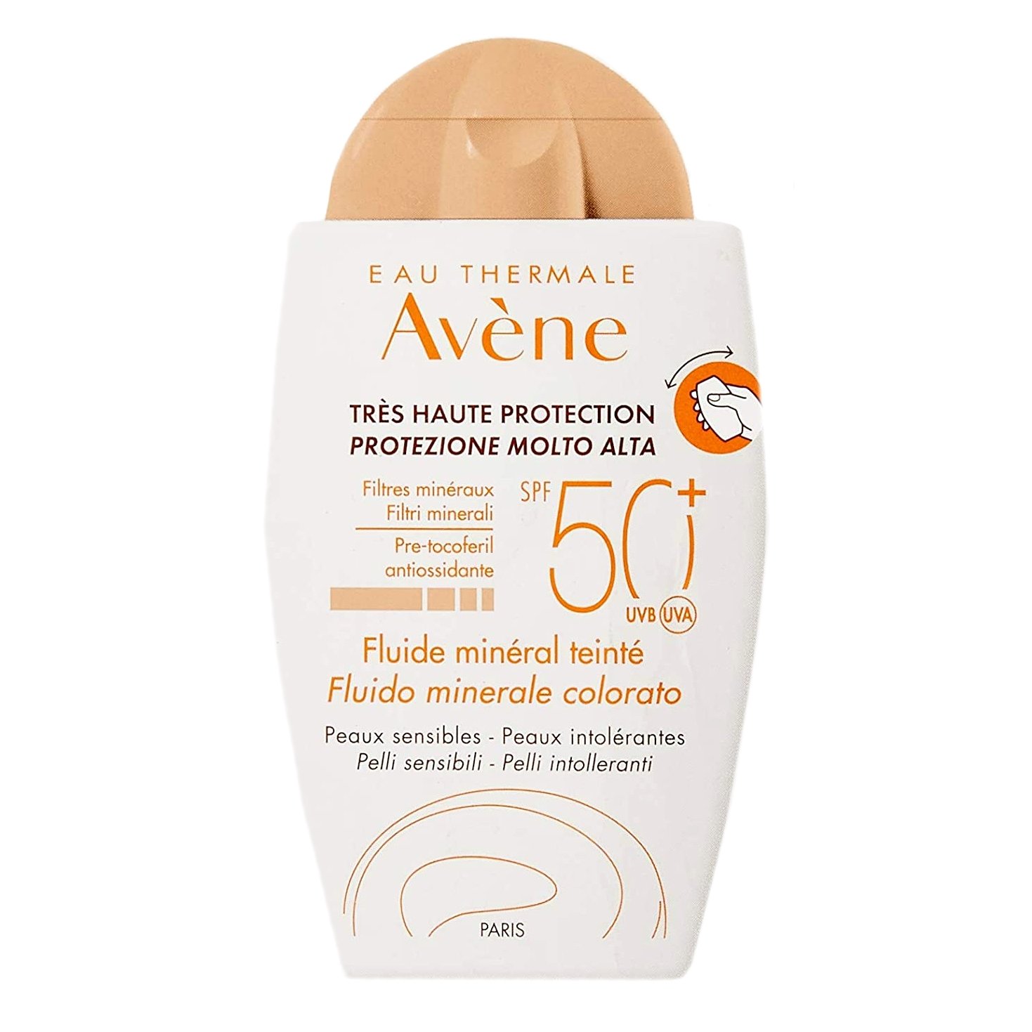 Avene Very High Protection Tinted Mineral Fluid Spf50+ Λεπτόρρευστη Αντηλιακή Κρέμα Προσώπου Πολύ Υψηλής Προστασίας για το Ευαίσθητο, μη Ανεκτικό Δέρμα 40ml
