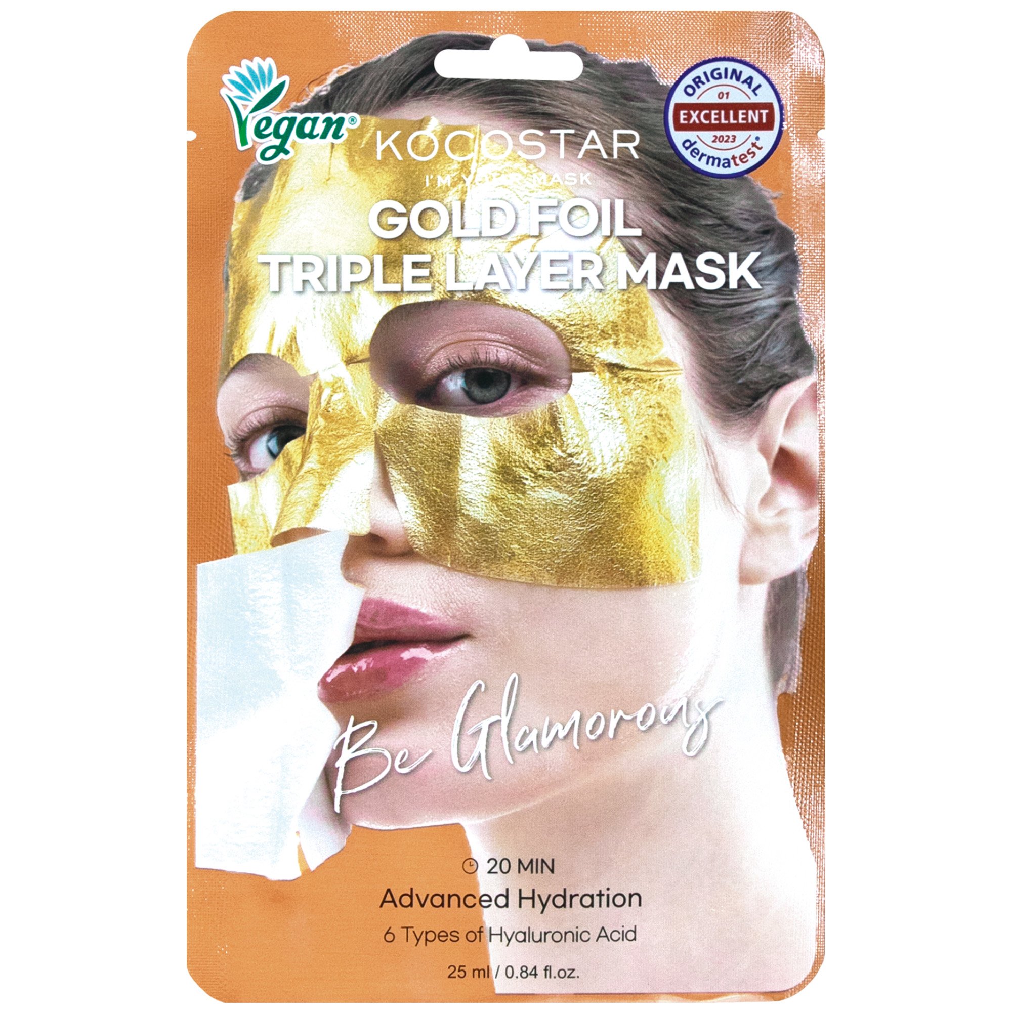 Kocostar Gold Foil Triple Layer Mask Κωδ 5606 Εμποτισμένη Μάσκα Προσώπου Τριών Στρώσεων για Ενυδάτωση 1 Τεμάχιο
