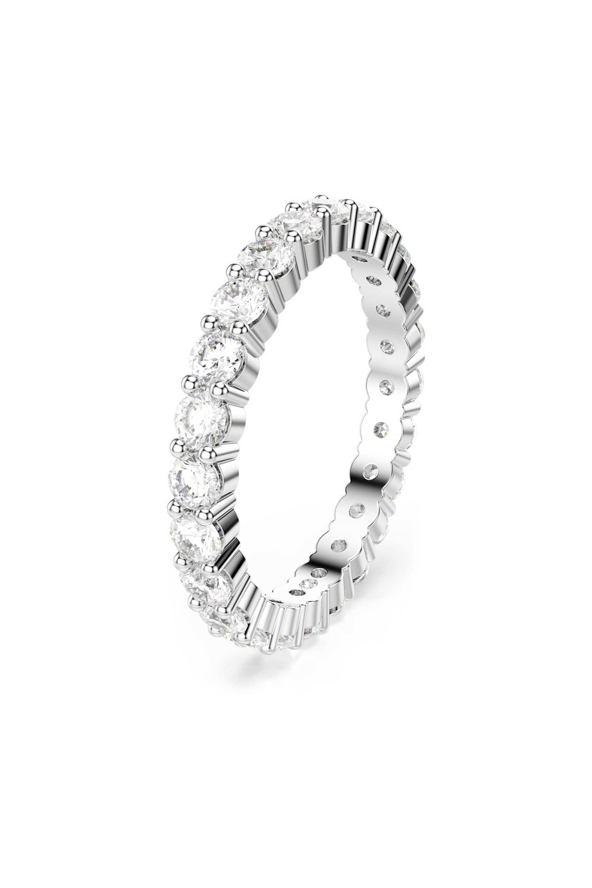Swarovski γυναικείο δαχτυλίδι στρογγυλή κοπή, λευκό, φινίρισμα σε ασημένιο τόνο "Matrix Vittore" (58)