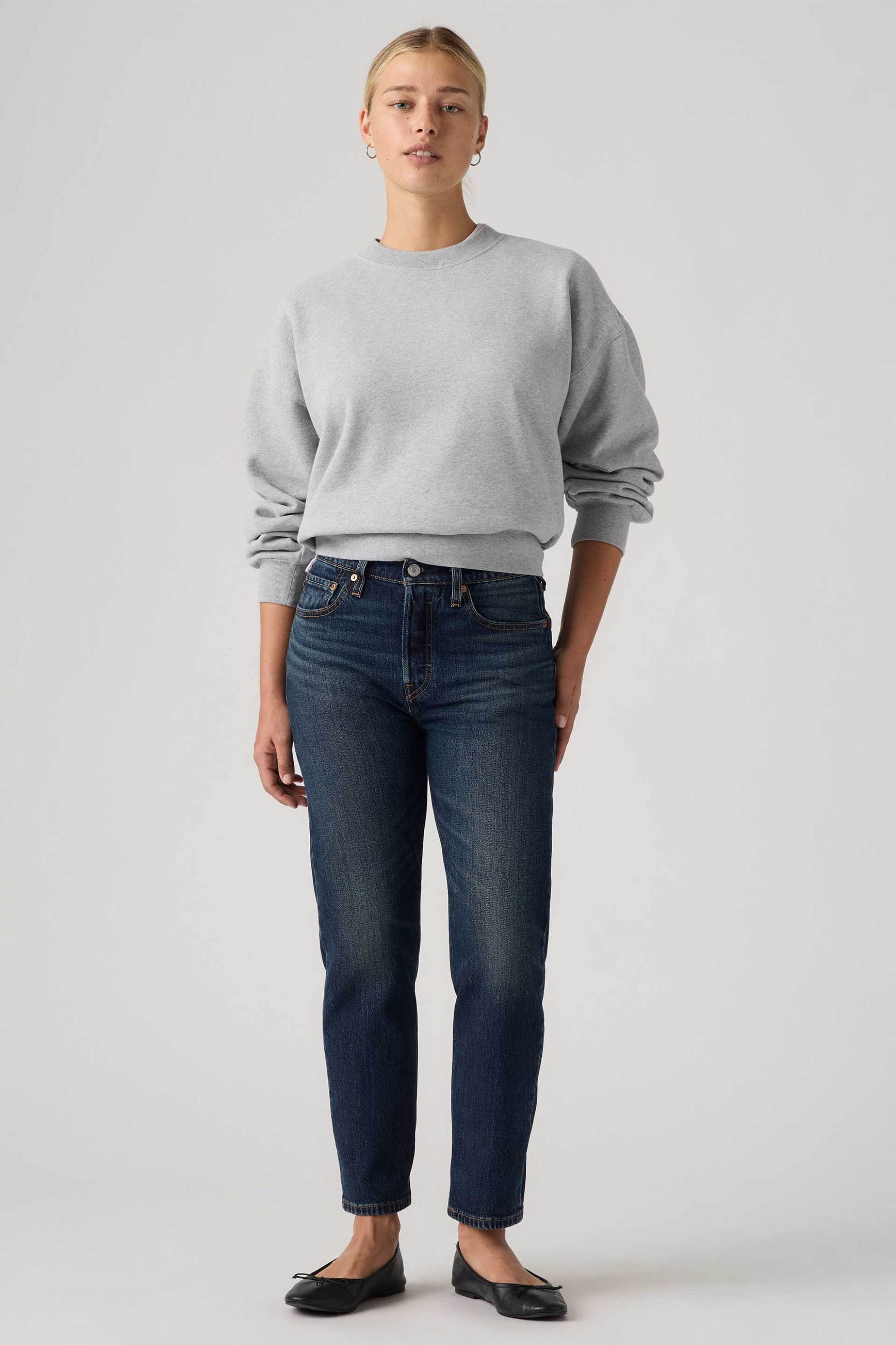 Levi's® γυναικείο ψηλόμεσο τζιν παντελόνι cropped πεντάτσεπο Straight Fit "501® Original"