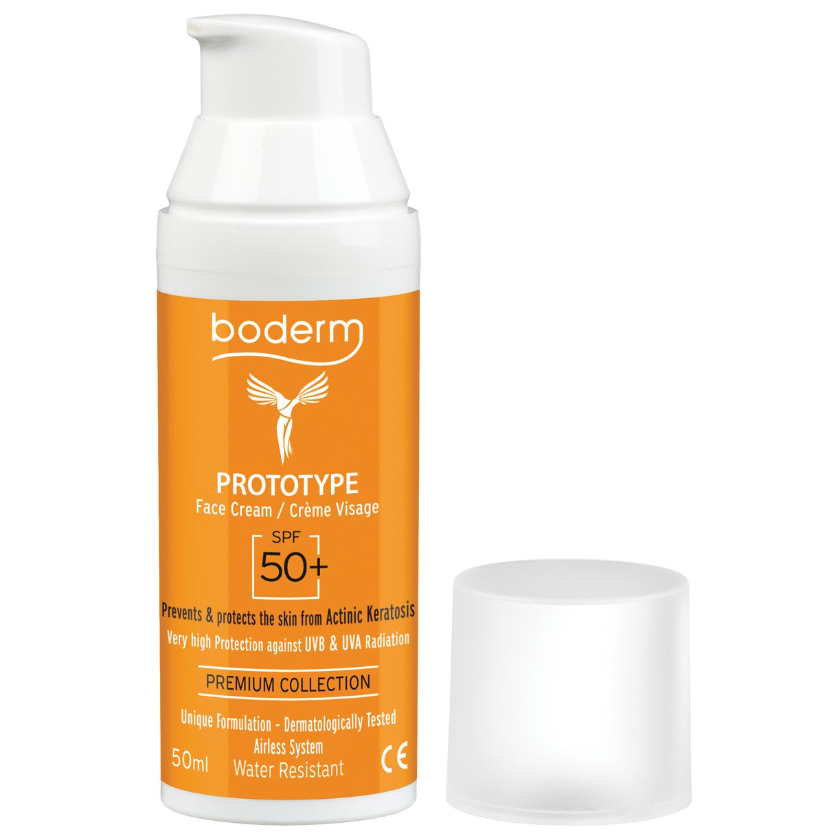 Boderm Premium Collection Prototype Spf50+ Face Cream Αντηλιακή Κρέμα Προσώπου Πολύ Υψηλής Προστασίας που Προλαμβάνει & Προστατεύει την Επιδερμίδα από την Ακτινική Κερατίαση, Κατάλληλη για Πολύ Ευαίσθητα Δέρματα 50ml