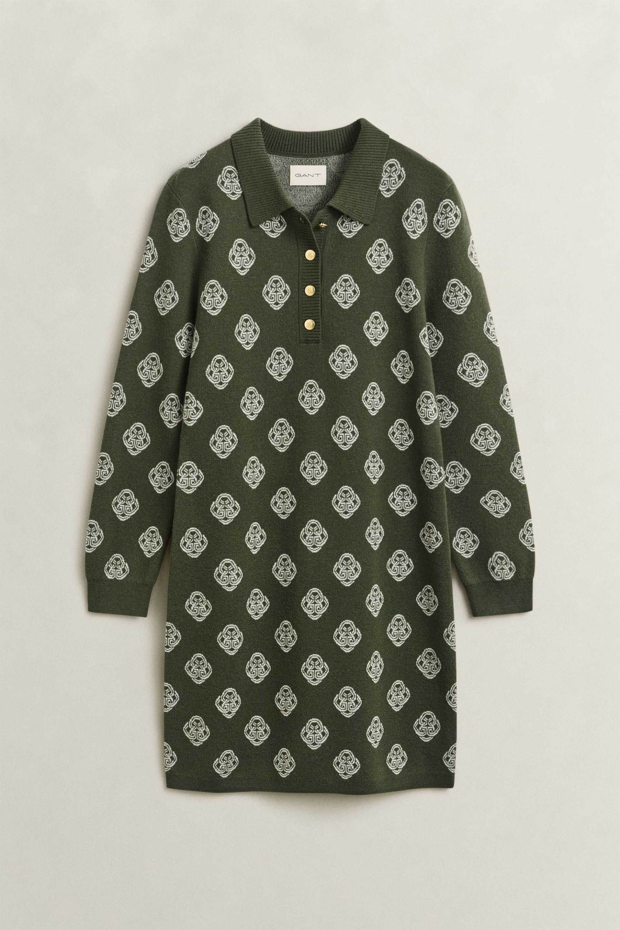 Gant γυναικείο μάλλινο mini φόρεμα πόλο με all-over monogram pattern Regular Fit