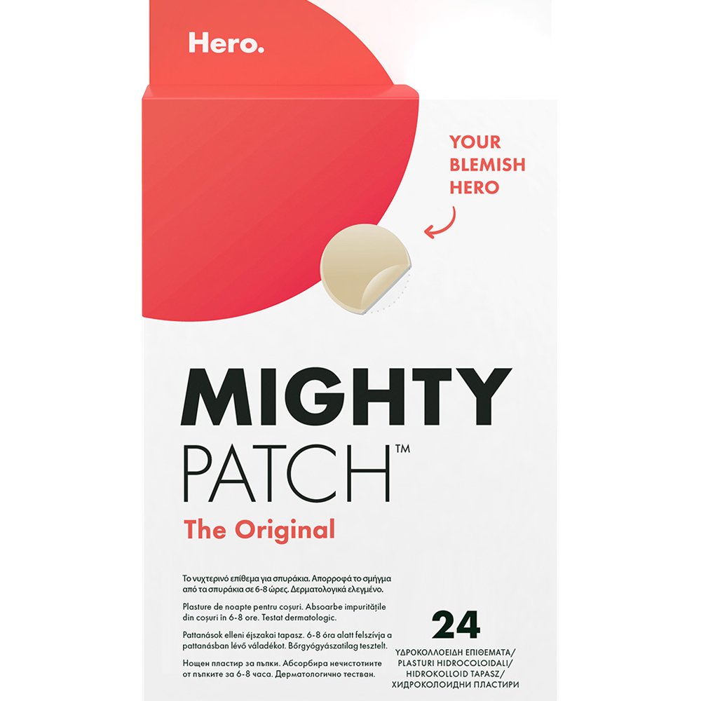 Hero. The Original Mighty Patch Επιθέματα Νυκτός Τοπικής Εφαρμογής για Απορρόφηση του Σμήγματος από τα Σπυράκια Μέσα σε 6 με 8 Ώρες 24 Τεμάχια