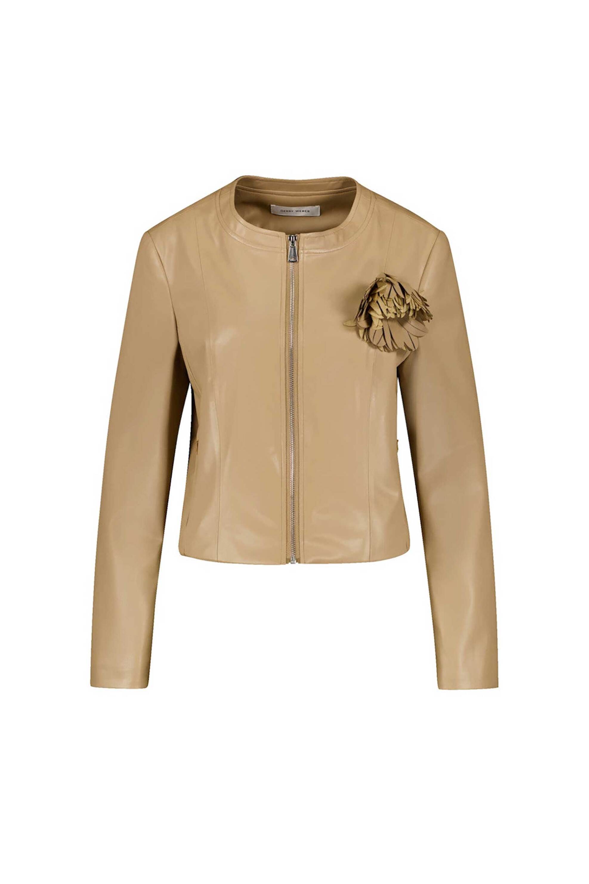 Gerry Weber γυναικείο jacket faux δέρμα με απλικέ λουλούδι