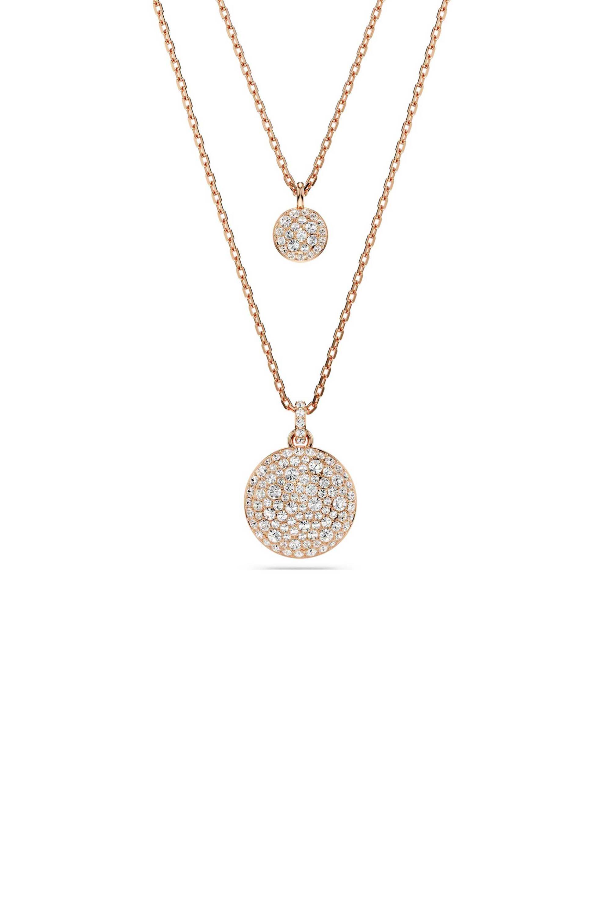 Swarovski γυναικείο διπλό μενταγιόν λευκό, επιμετάλλωση σε ροζ χρυσαφί τόνο "Sublima"