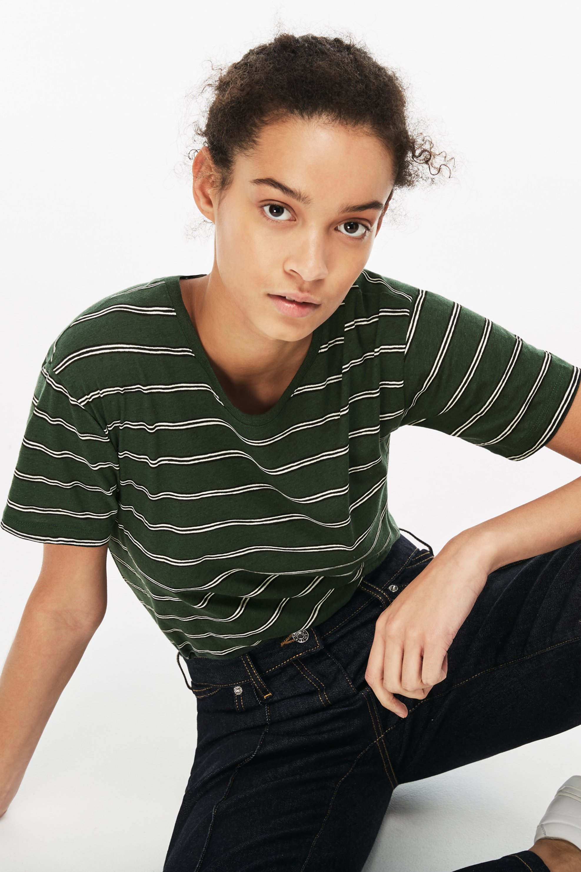 Γυναικείο T-shirt μονόχρωμο με ρίγες Lacoste | 38