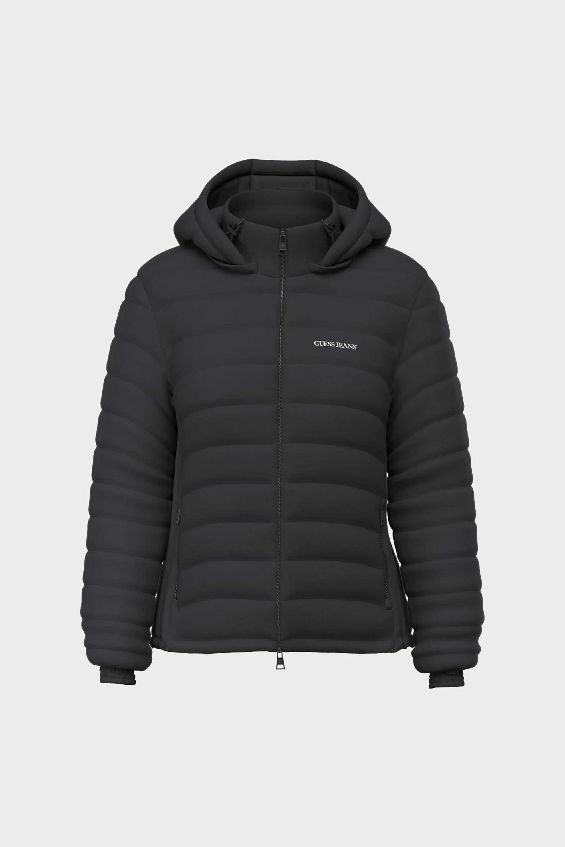 Guess γυναικείο puffer μπουφάν με καπιτονέ σχέδιο και κουκούλα