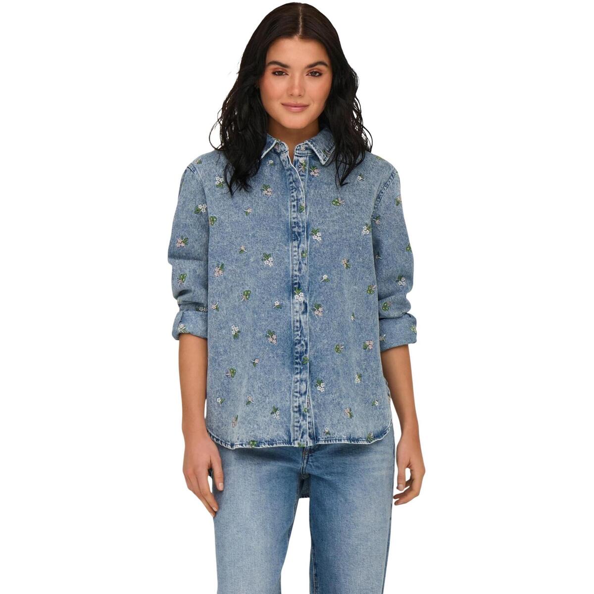 Τζιν Μπουφάν/Jacket Only Onlvera L/S Flower Emb Shirt Dnm Noos 15351977