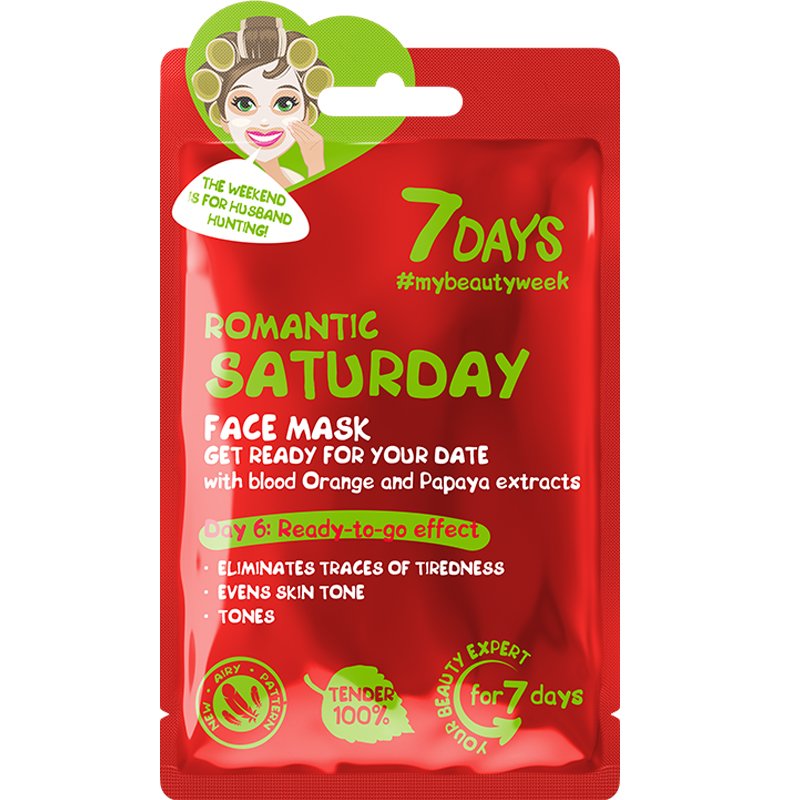 7DAYS Romantic Saturday Day 6 Ready to Go Effect Face Sheet Mask Μάσκα Προσώπου με Σαγκουίνι για Ενυδάτωση, Ελαστικότητα & Αίσθηση Φρεσκάδας 28g