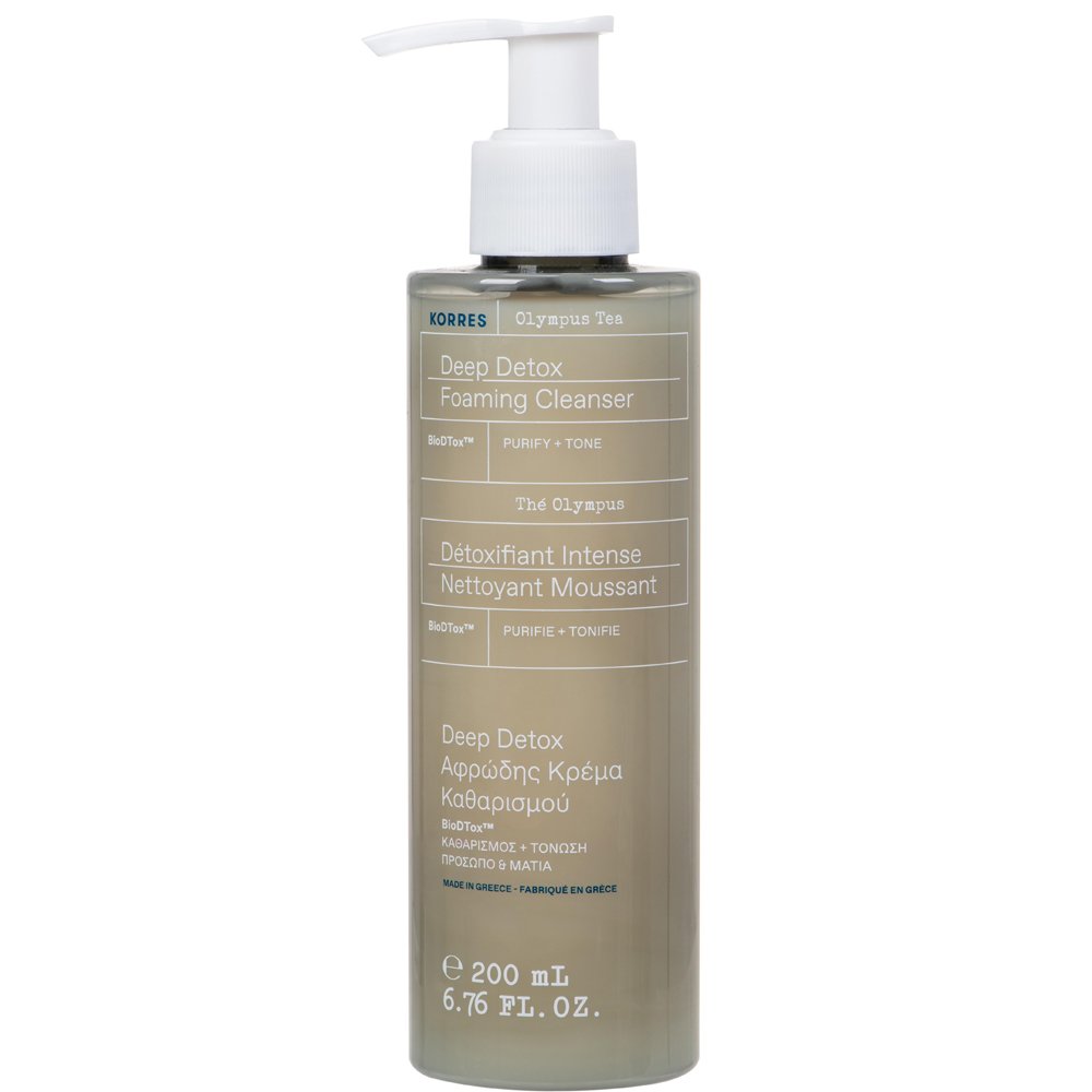 Korres Olympus Tea Deep Detox Foaming Cleanser Αφρώδης Κρέμα Καθαρισμού, Ντεμακιγιάζ για Πρόσωπο - Μάτια με Τσάι Ολύμπου 200ml