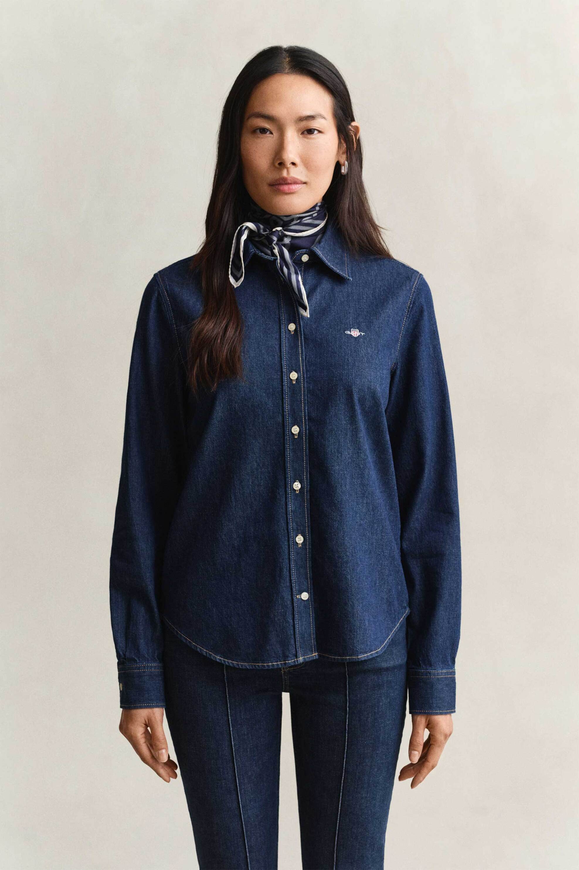 Gant γυναικείο denim πουκάμισο με κεντημένο λογότυπο Regular Fit