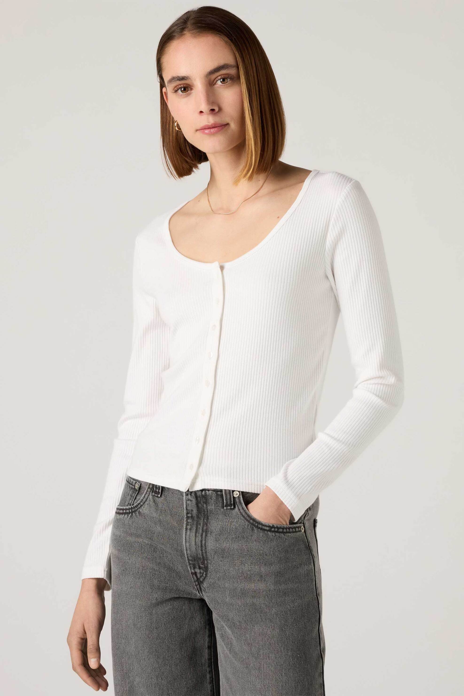 Levi's® γυναικείο πλεκτό τοπ ribbed με κουμπιά Slim Fit "Austen"