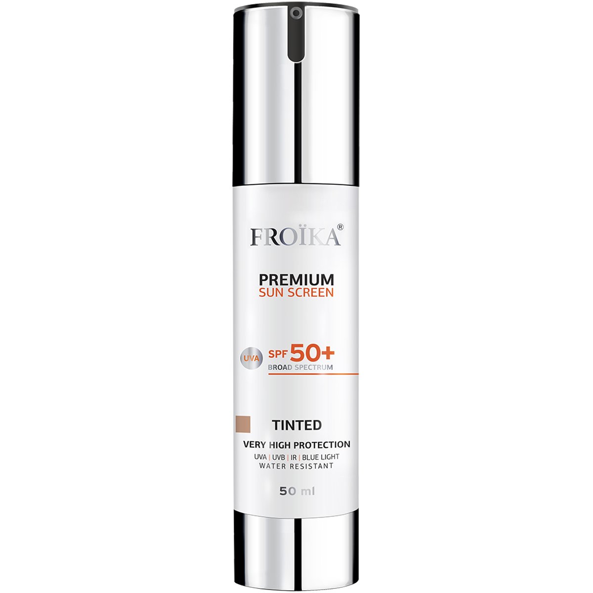 Froika Premium Sun Screen UVA Tinted Spf50+ Αντιηλιακό Προσώπου Ευρέως Φάσματος Πολύ Υψηλής Προστασίας με Χρώμα Κατά της Γήρανσης 50ml