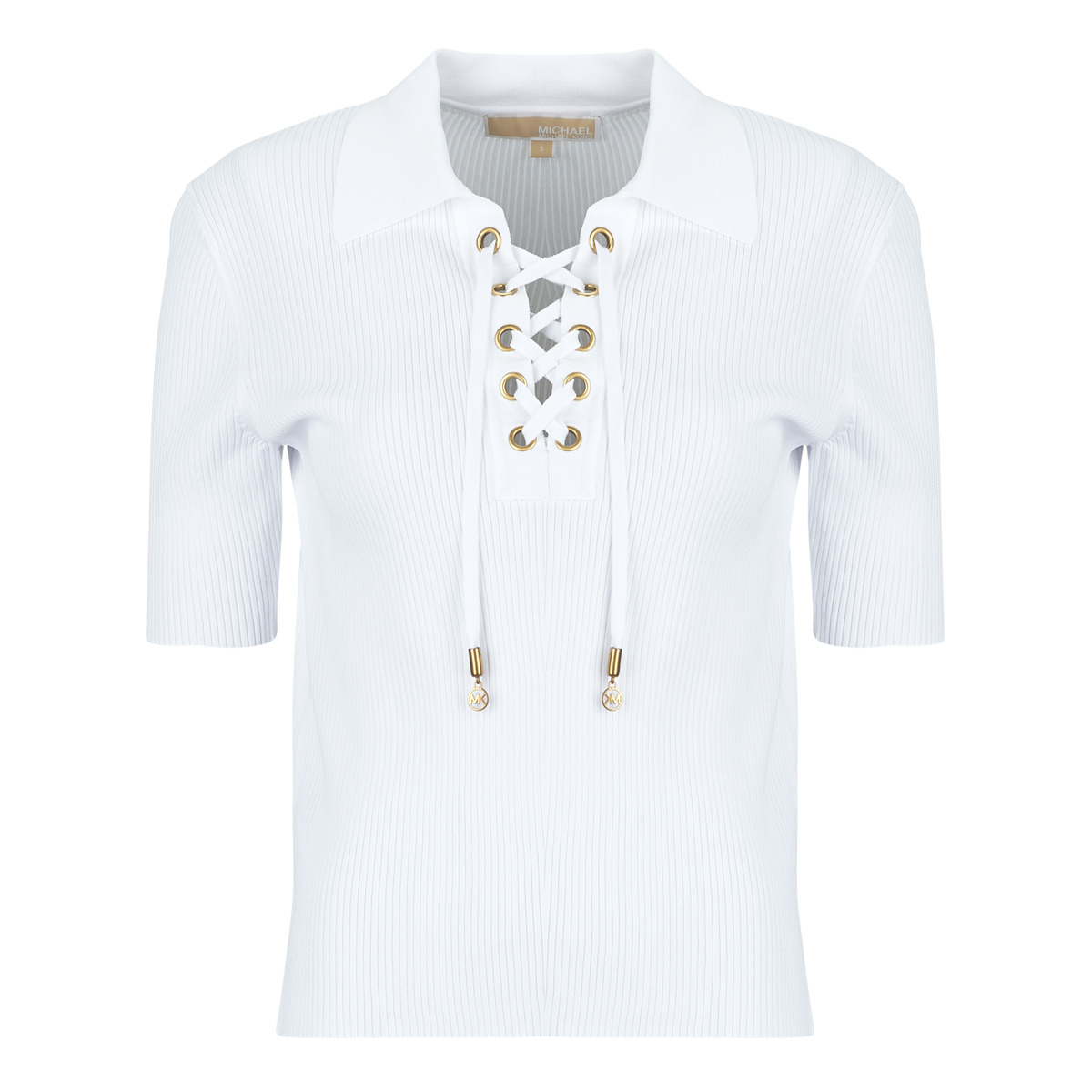 Μπλούζα MICHAEL Michael Kors LACE UP SS POLO TOP