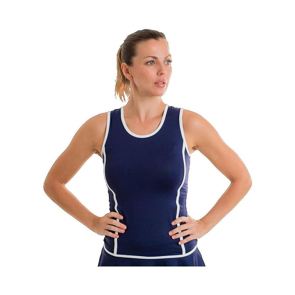 Αμάνικα/T-shirts χωρίς μανίκια Belén Berbel Débardeur Court bleu marine