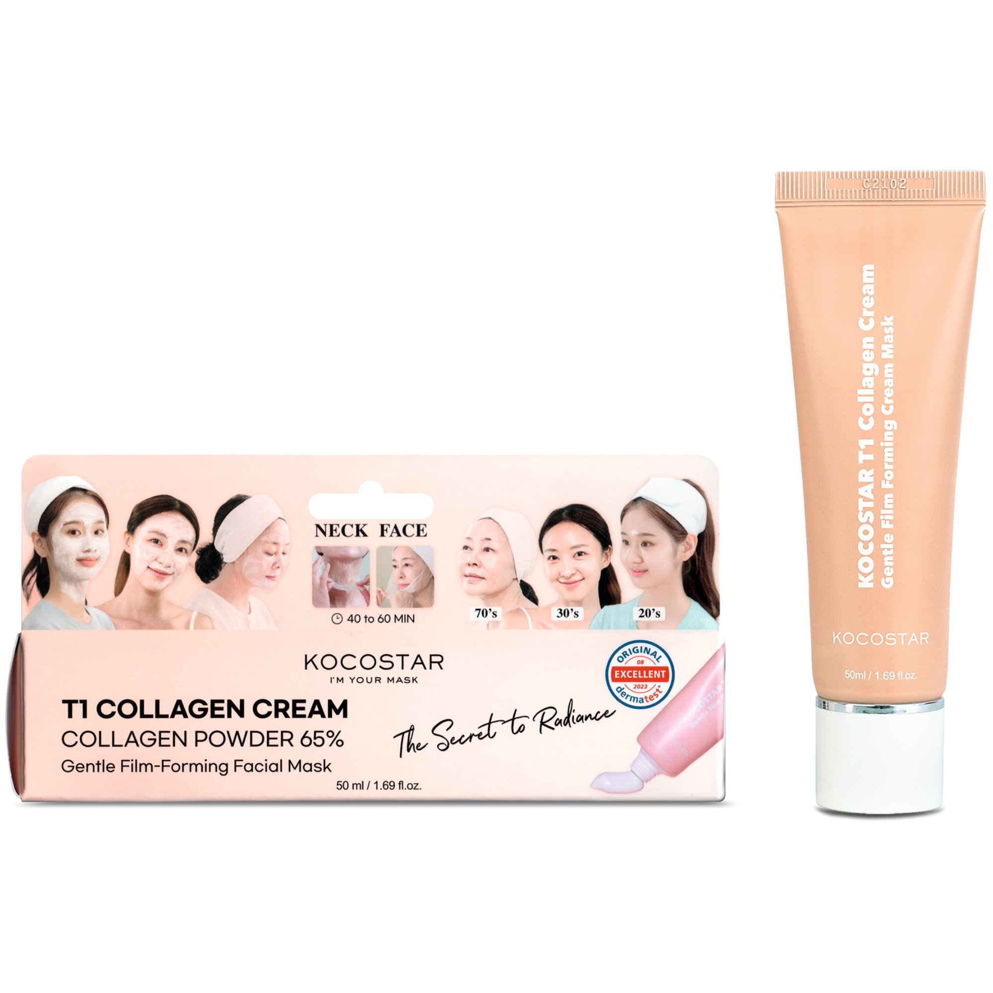 Kocostar T1 Collagen Cream Face Mask Μάσκα Κολλαγόνου σε Μορφή Φιλμ 50ml