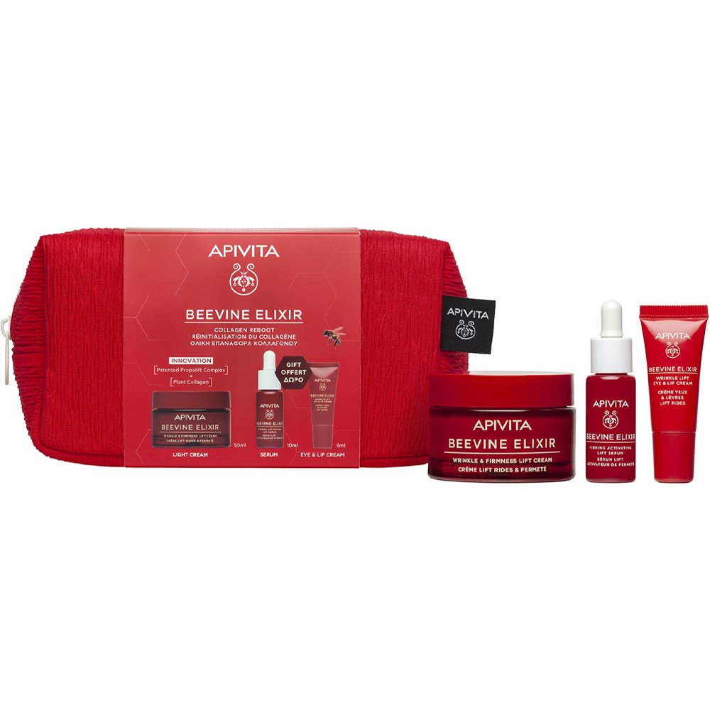 Apivita Promo Beevine Elixir Wrinkle & Firmness Lift Cream Light Texture 50ml & Δώρο Firming Activating Lift Serum 10ml & Δώρο Wrinkle Lift Eye & Lip Cream 5ml & Νεσεσέρ 1 Τεμάχιο