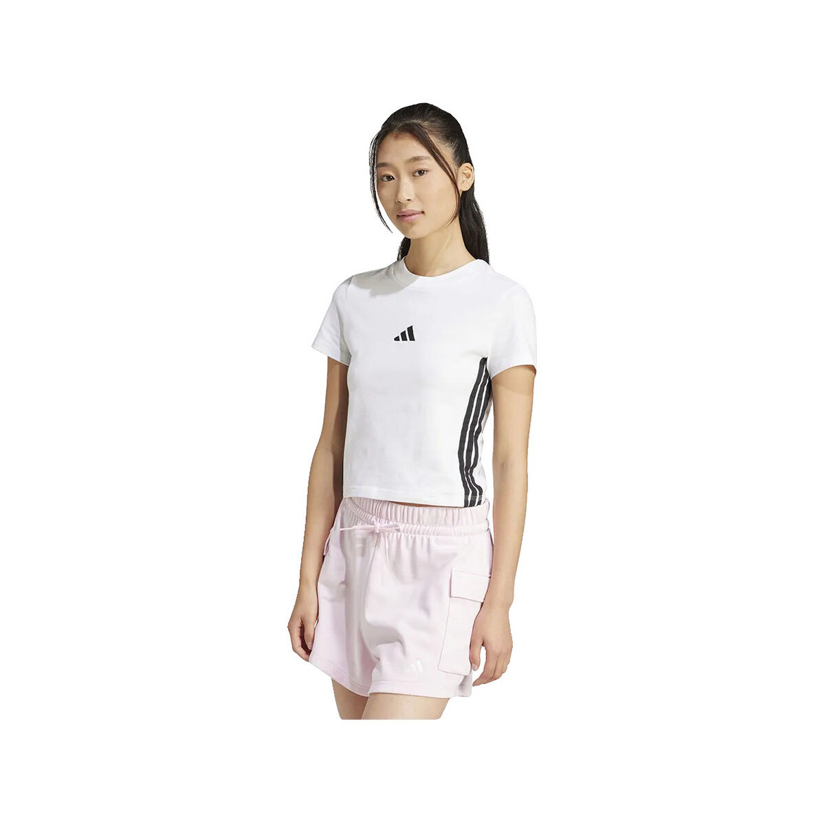 T-shirt με κοντά μανίκια adidas T-shirt féminin Essentials 3-Stripes Slim en blanc