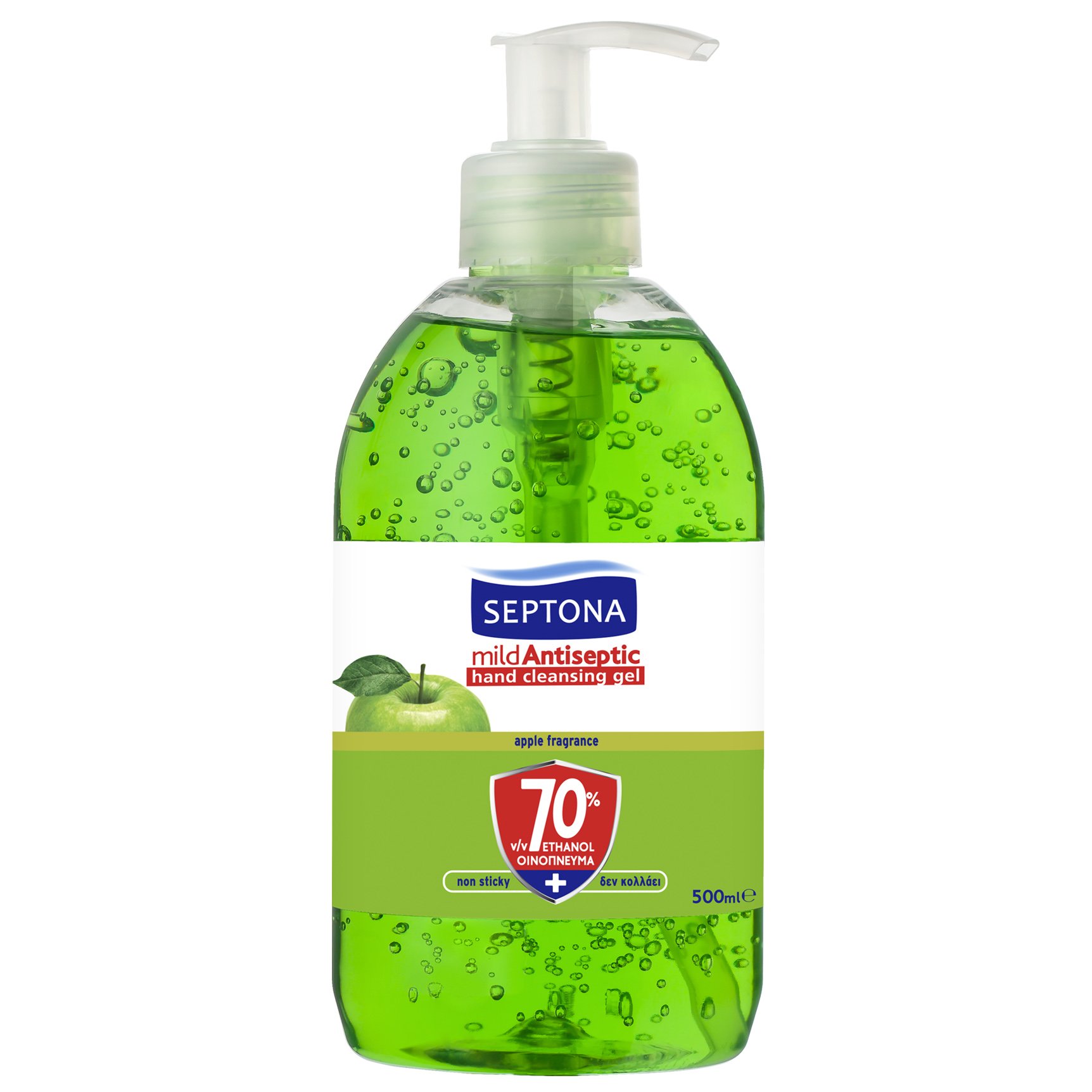 Septona Mild Antiseptic Hand Cleansing Apple Gel Αντισηπτικό Gel Καθαρισμού Χεριών με Άρωμα Μήλο & 70% Οινόπνευμα 500ml