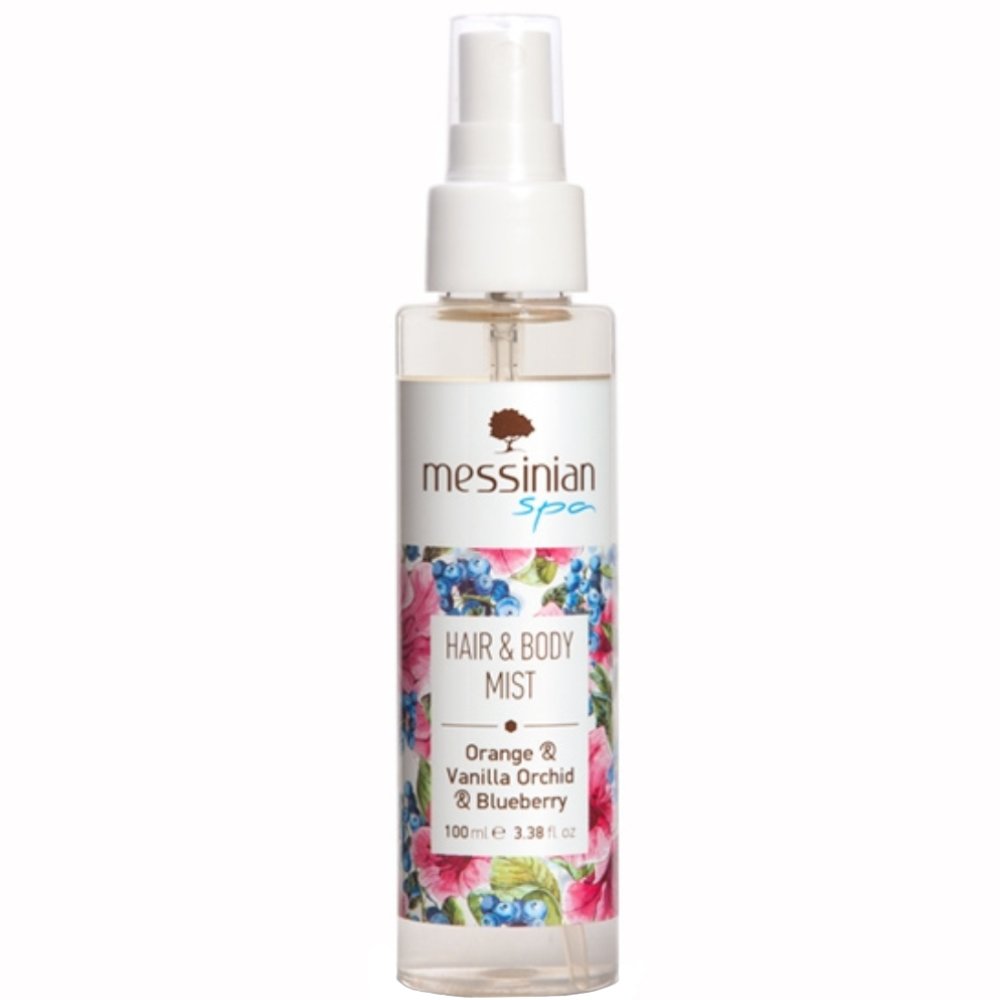 Messinian Spa Orange, Vanilla, Orchid & Blueberry Hair & Body Mist Ενυδατικό Mist Μαλλιών & Σώματος με Άρωμα Πορτοκάλι, Βανίλια, Ορχιδέα & Μύρτιλο 100ml