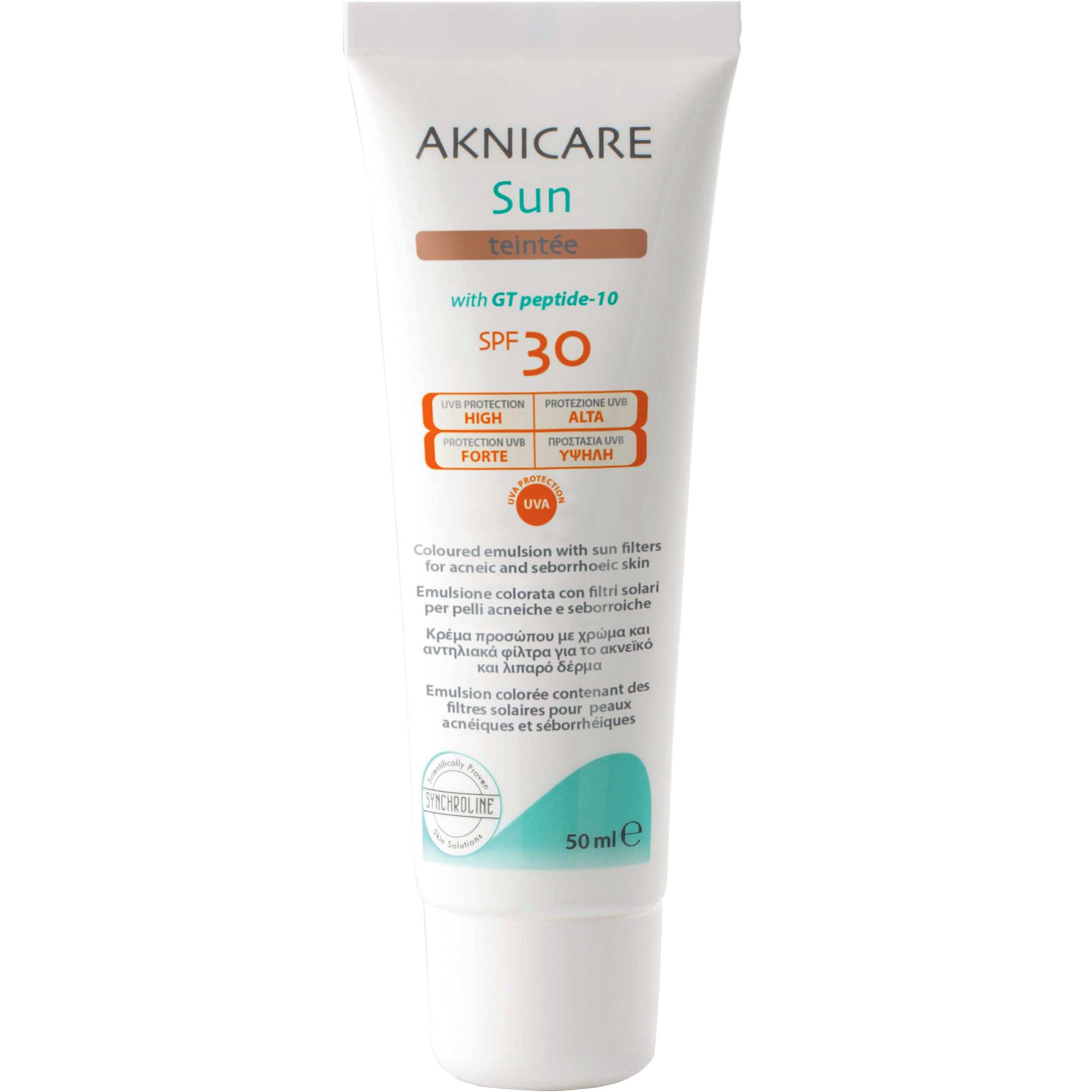 Synchroline Aknicare Sun Tinted Face Cream Spf30 Αντηλιακή Κρέμα Προσώπου Υψηλής Προστασίας με Χρώμα για Λιπαρό με Τάση για Ακμή Δέρμα 50ml