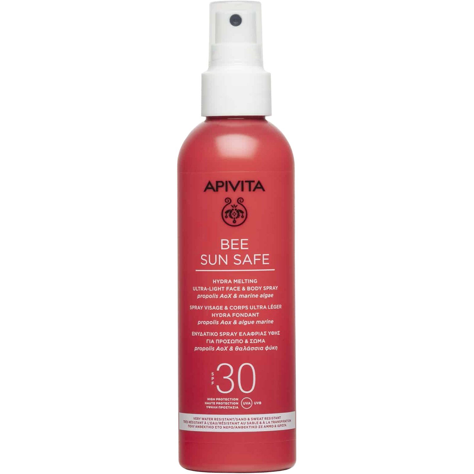 Apivita Bee Sun Safe Hydra Melting Ultra-Light Face & Body Spray With Marine Algae & Propolis Spf30, 200ml