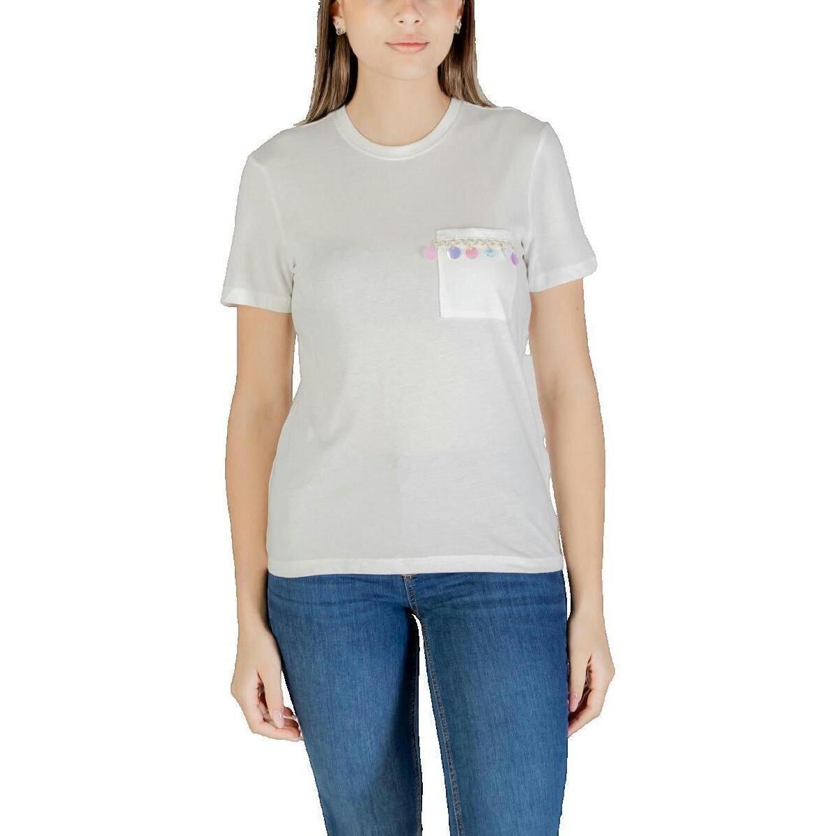 T-shirt με κοντά μανίκια Only T-shirt blanc avec poche décorative