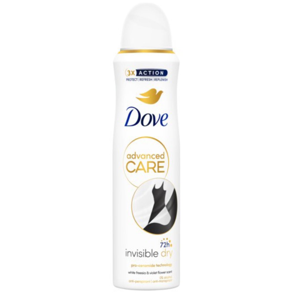Dove Advanced Care Invisible Dry 72h Anti-Perspirant Body Spray Αποσμητικό Spray Κατά των Λευκών & Κίτρινων Σημαδιών που Προσφέρει Προστασία έως 72 ώρες 150ml