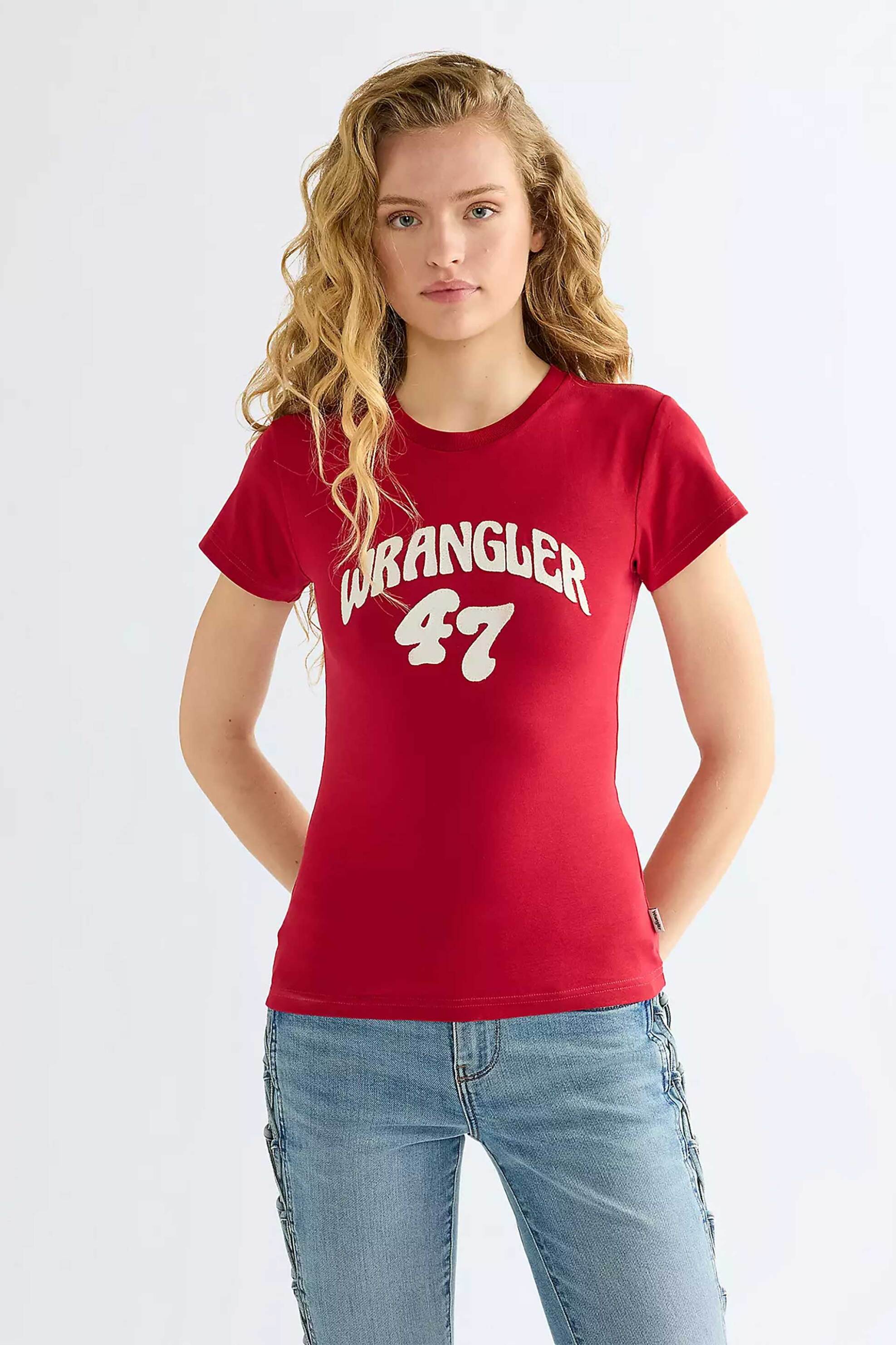 Wrangler® γυναικείο T-shirt με λογότυπο Slim Fit "Shrunken Band"