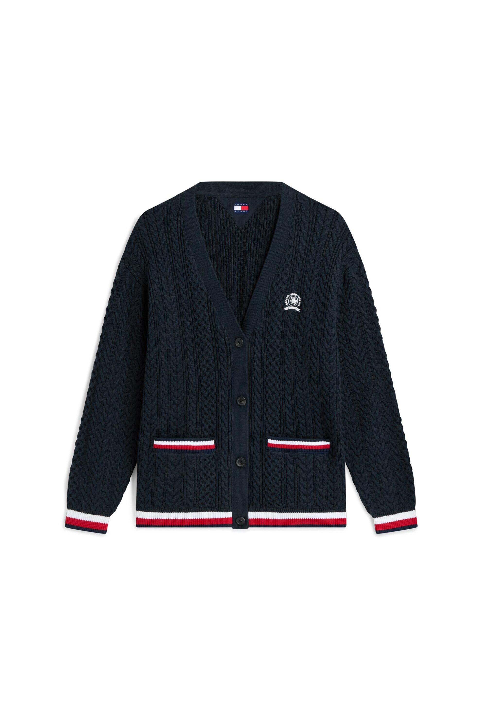 Tommy Jeans γυναικεία ζακέτα cable knit με κέντημα Oversized Fit