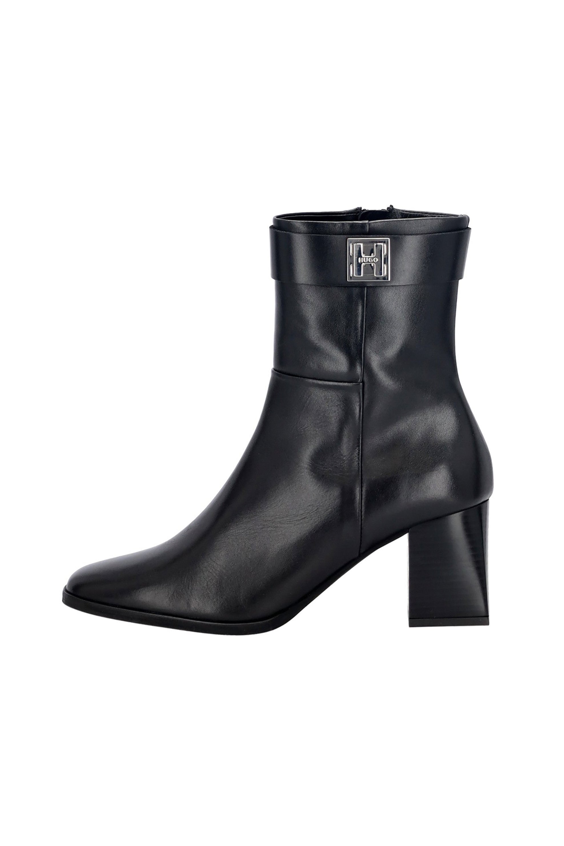 Hugo Boss γυναικεία ankle δερμάτινα μποτάκια με μεταλλικό λογότυπο "Gaia" | 37