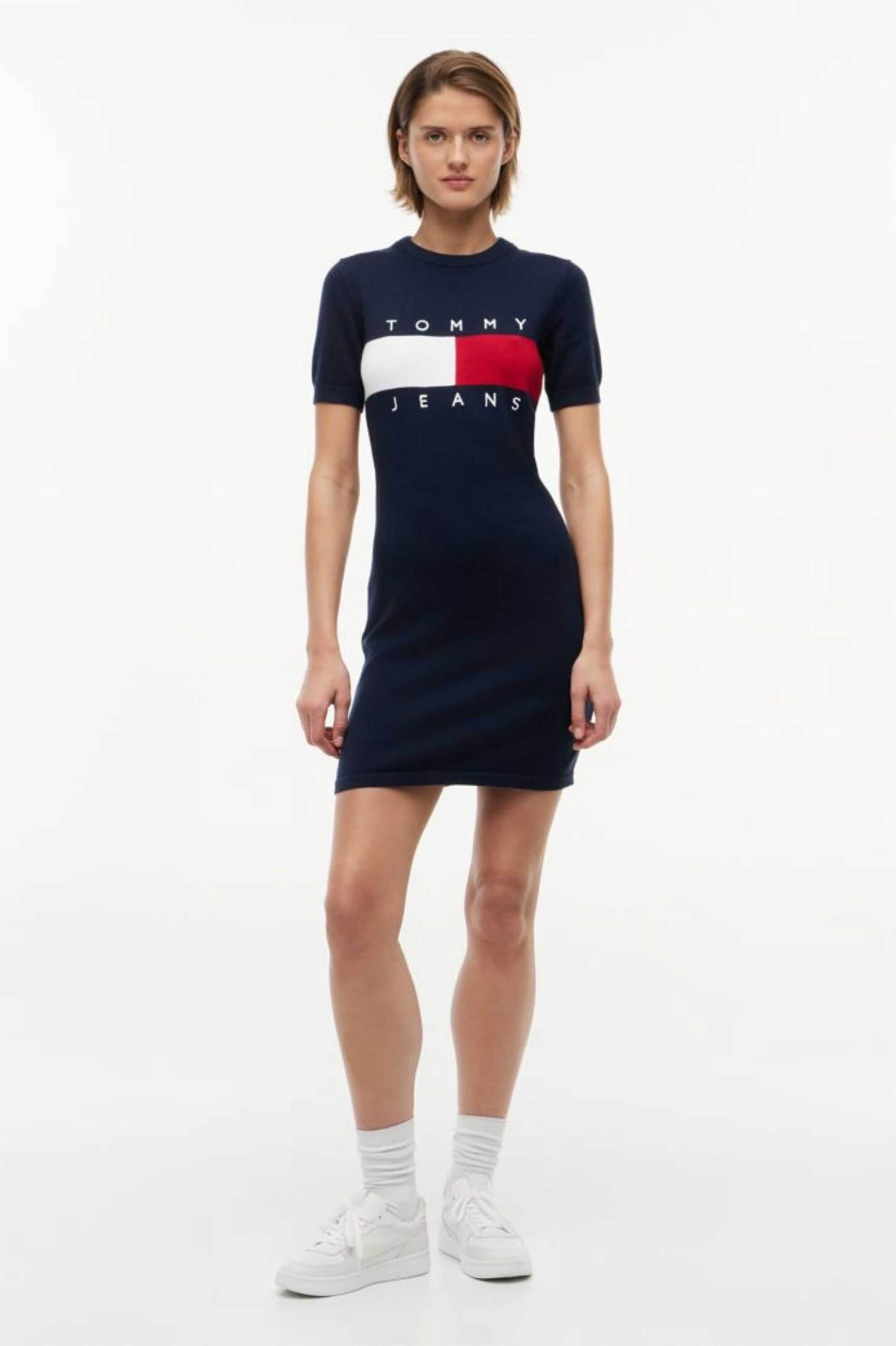 Tommy Jeans γυναικείο mini πλεκτό φόρεμα με λογότυπο Slim Fit