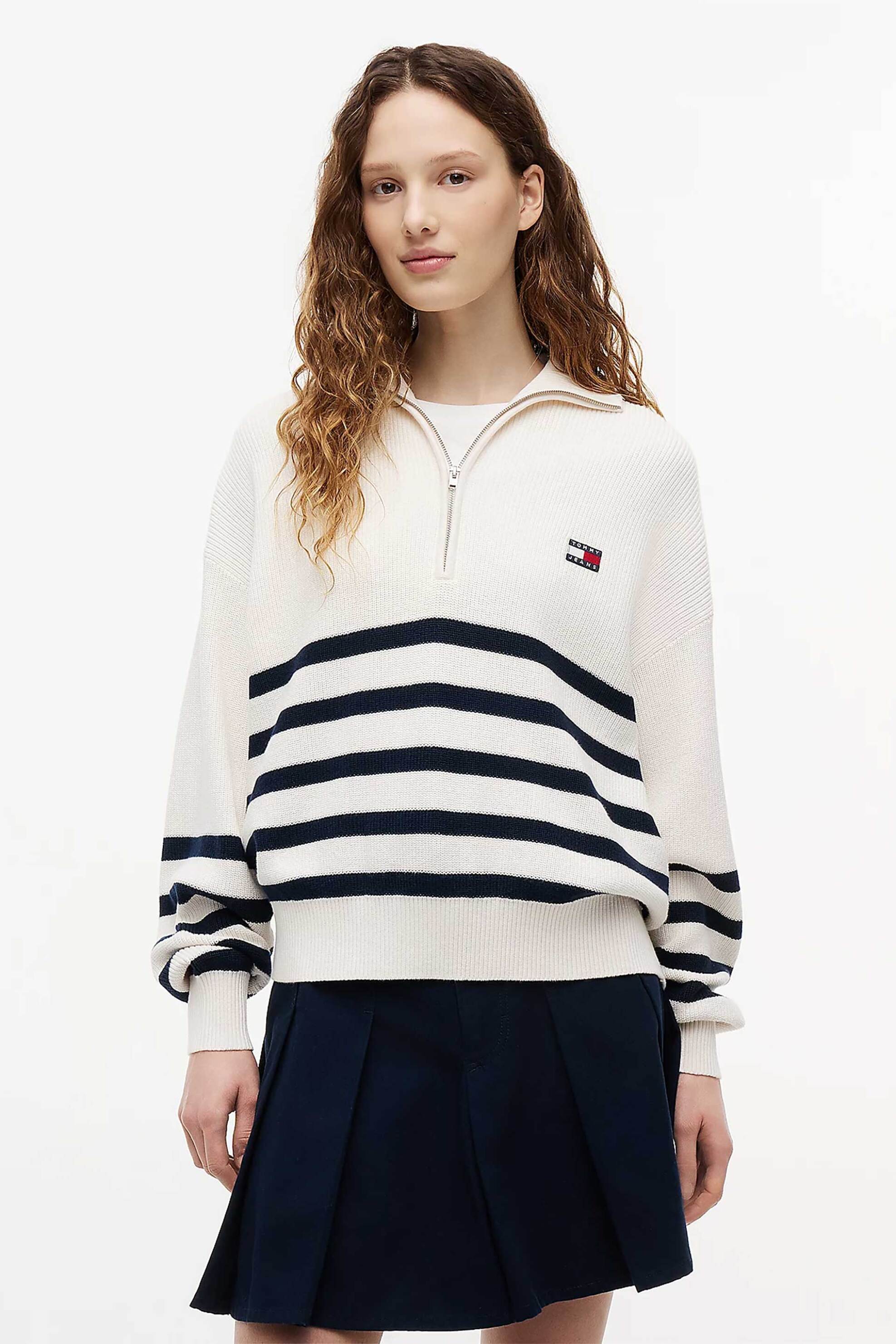 Tommy Jeans γυναικεία μπλούζα πλεκτή με φερμουάρ 3/4 Oversized Fit
