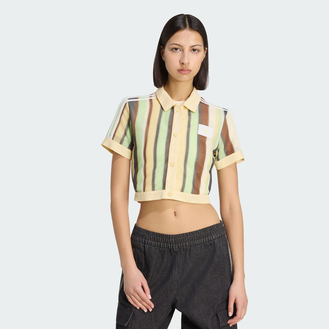 ΜΠΛΟΥΖΑ POLO ADIDAS ORIGINALS SUMMER GLOW STRIPED CROPPED