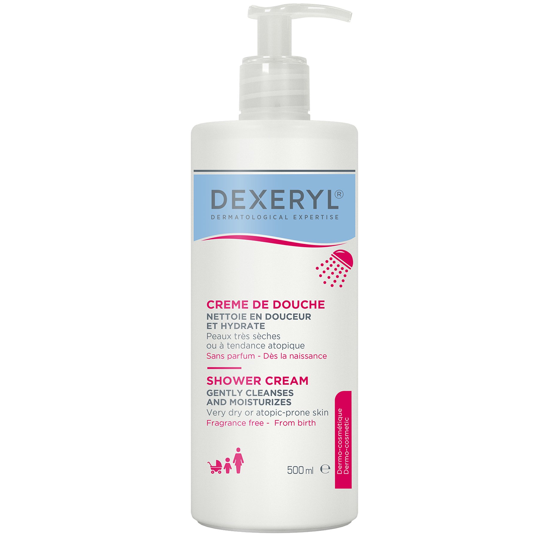 Dexeryl Cleansing & Moisturizing Shower Cream Μαλακτική Κρέμα Καθαρισμού Σώματος για Πολύ Ξηρό Δέρμα 500ml