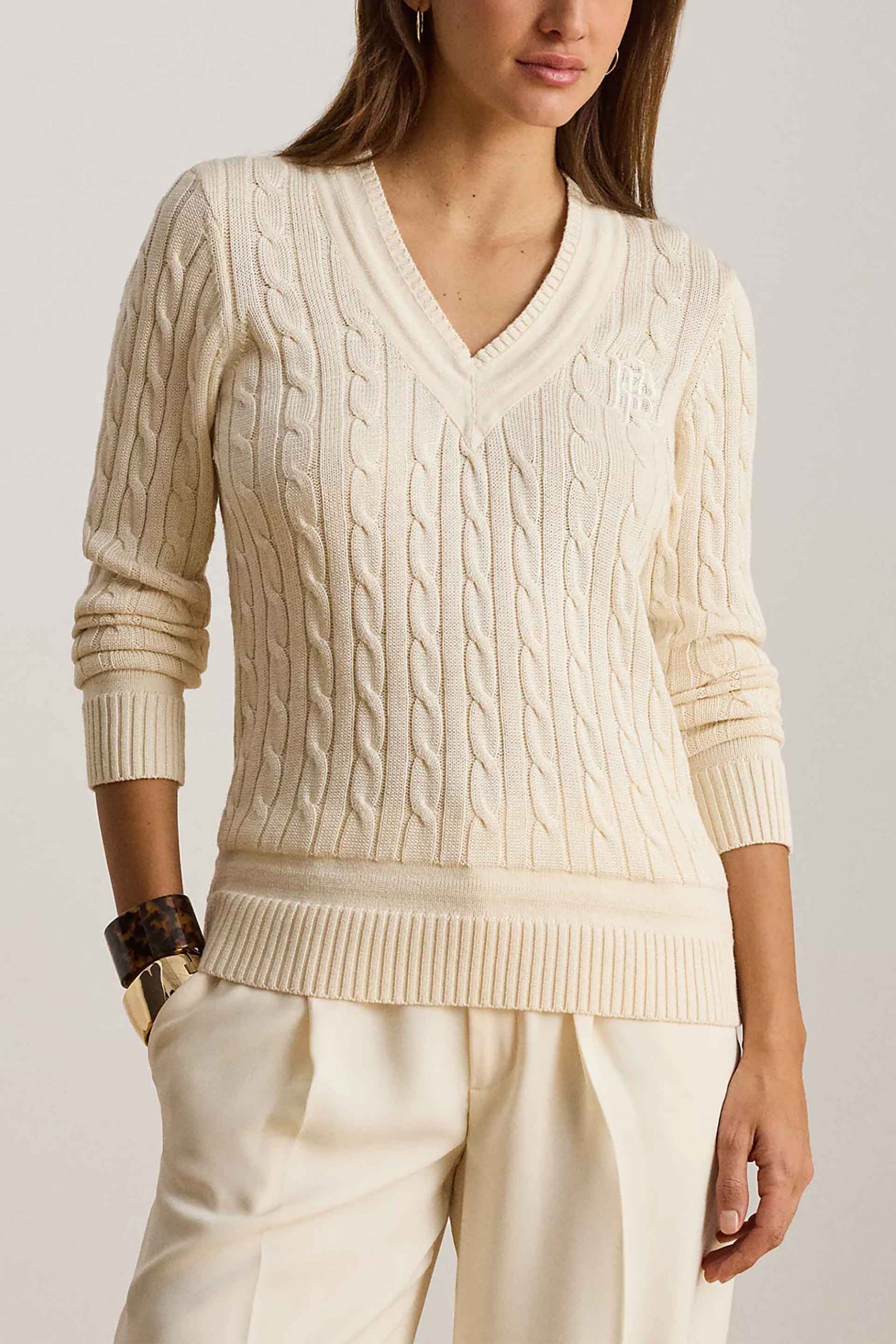 Lauren Ralph Lauren γυναικείο πουλόβερ με cable knit pattern Relaxed Fit