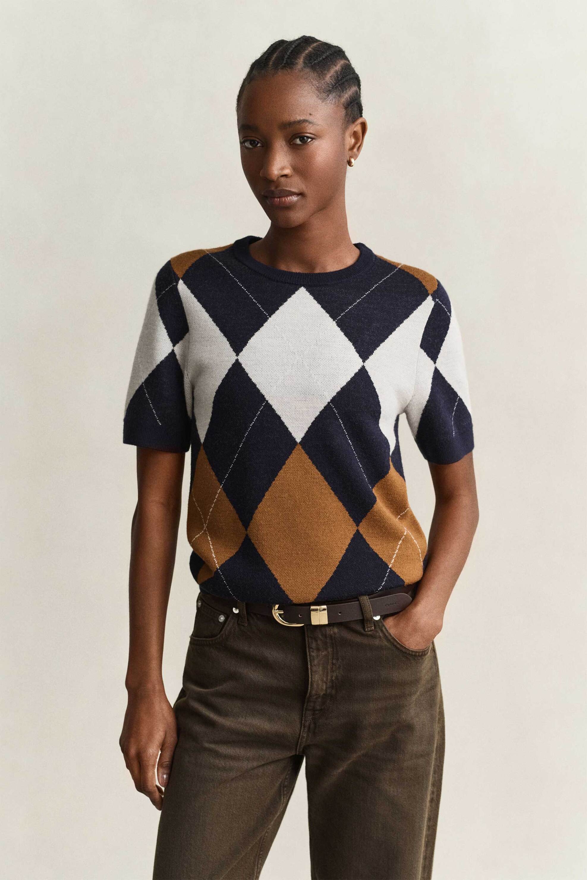 Gant γυναικείο μάλλινο πουλόβερ με argyle pattern Regular Fit