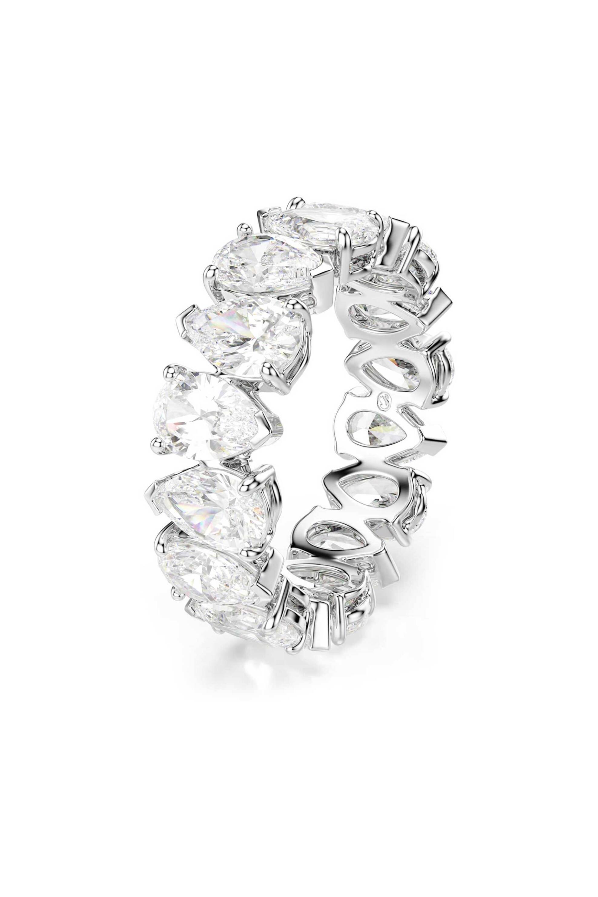 Swarovski γυναικείο δαχτυλίδι κοπή pear, λευκό, φινίρισμα σε ασημένιο τόνο "Matrix Vittore" (58)
