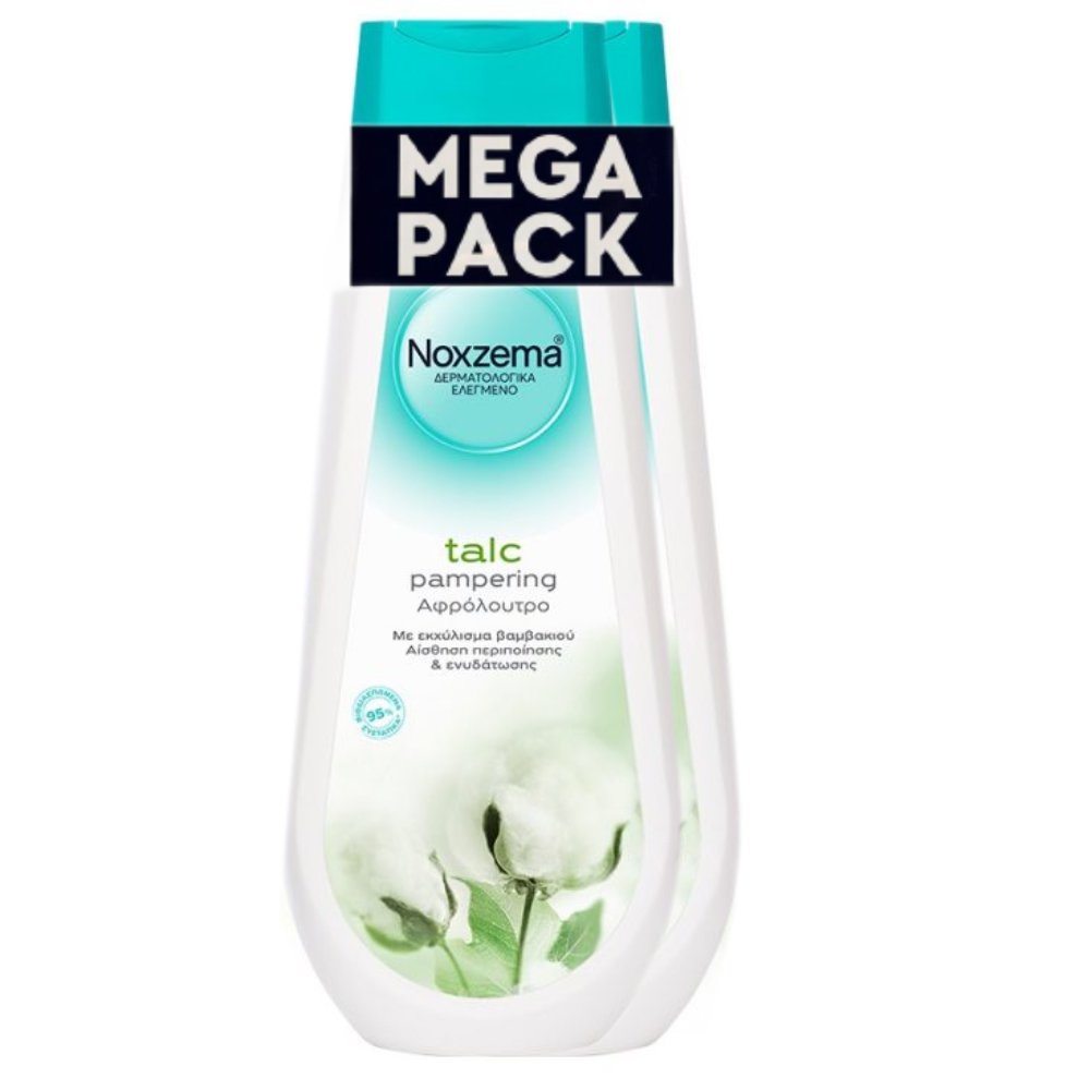 Noxzema Promo Talc Pampering Shower Gel Ενυδατικό Αφρόλουτρο με Εκχύλισμα Βαμβακιού για Αίσθηση Περιποίησης & Ελαστικότητας της Επιδερμίδας 1,5Lt (2x750ml)
