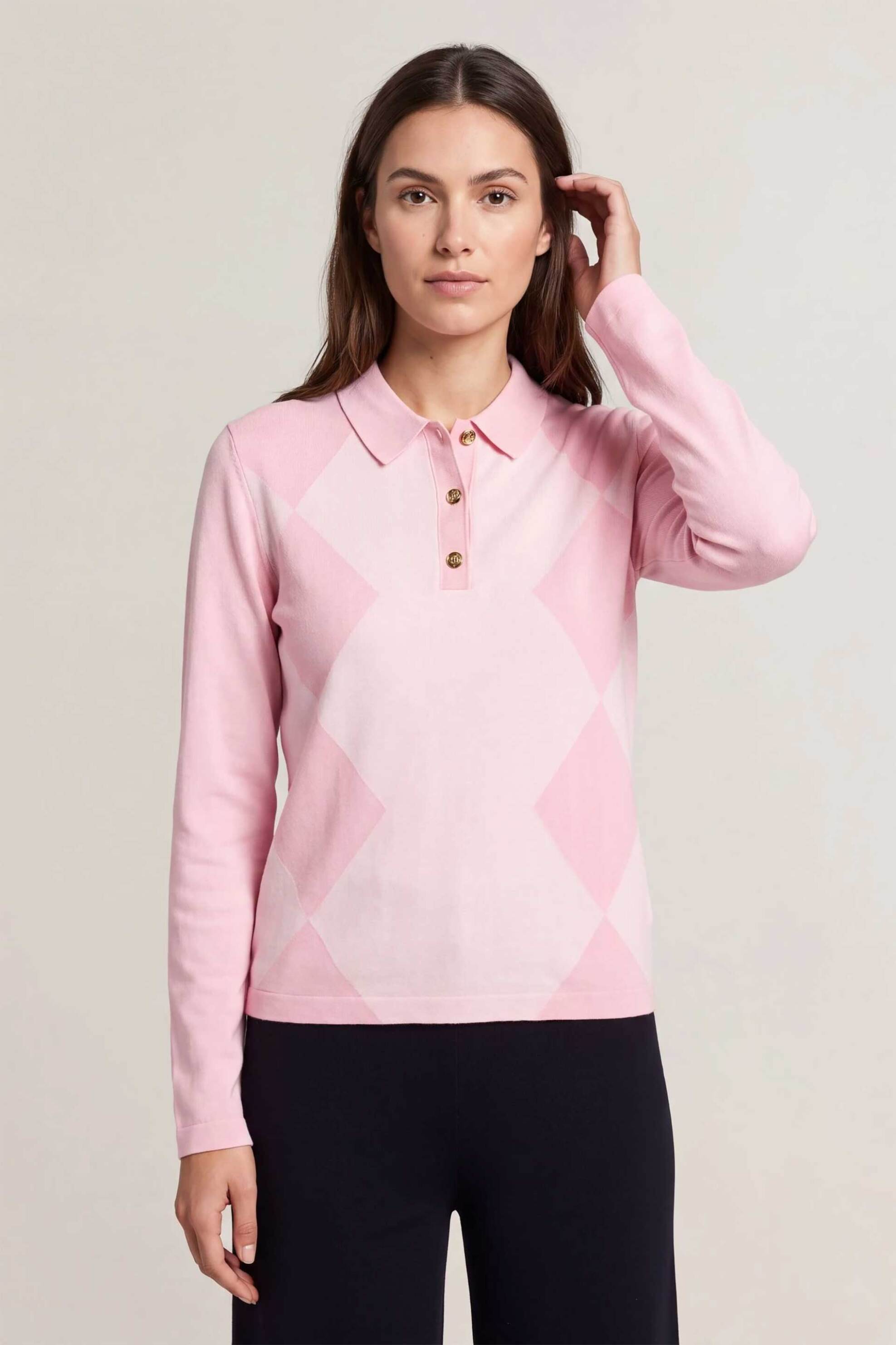 Gant γυναικεία μπλούζα πόλο με argyle pattern Regular Fit