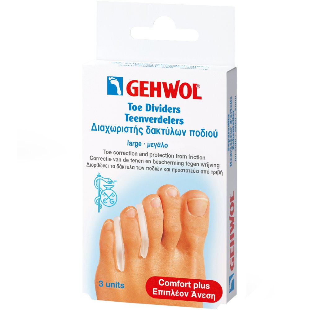 Gehwol Toe Dividers Διαχωριστής Δακτύλων Ποδιού για Ανακούφιση από Ερεθισμένους Κάλους Μεταξύ των Δακτύλων & Προστασία Έναντι της Τριβής 3 Τεμάχια - Μεγάλο (L)